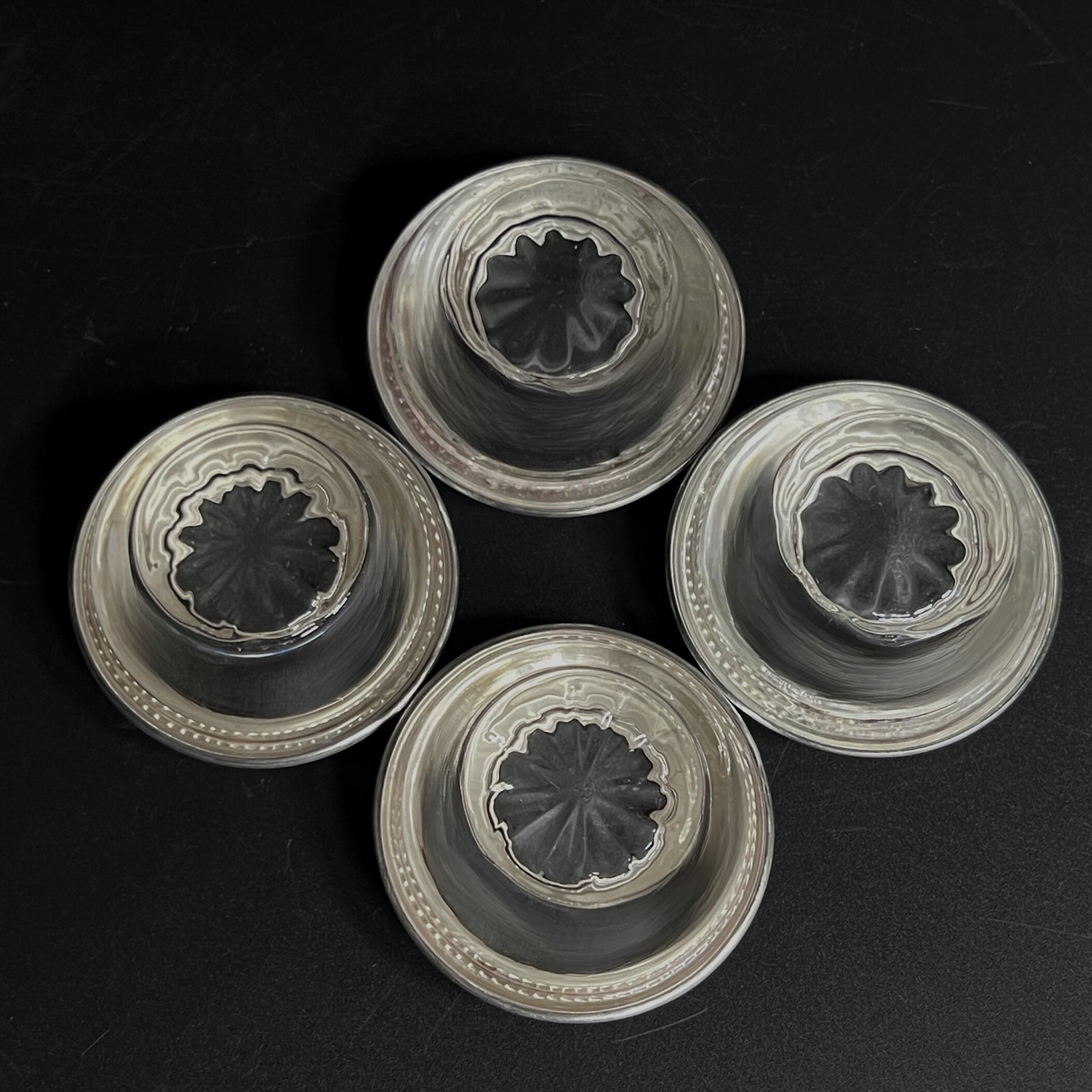 Antique Frank M. Whiting Sterling Silver Rim Crystal Salt Cellars - Set of 4 - Image 9