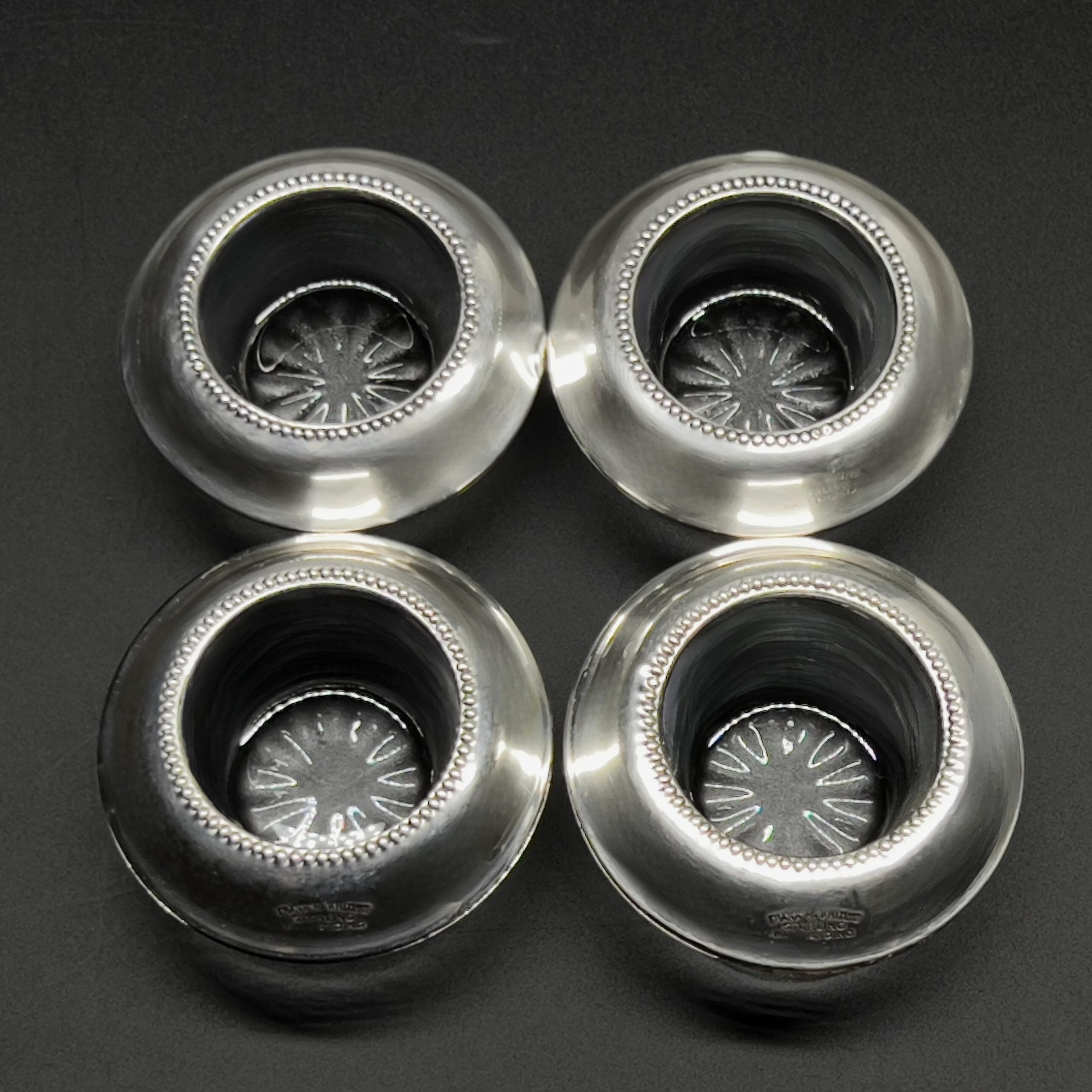 Antique Frank M. Whiting Sterling Silver Rim Crystal Salt Cellars - Set of 4 - Image 8