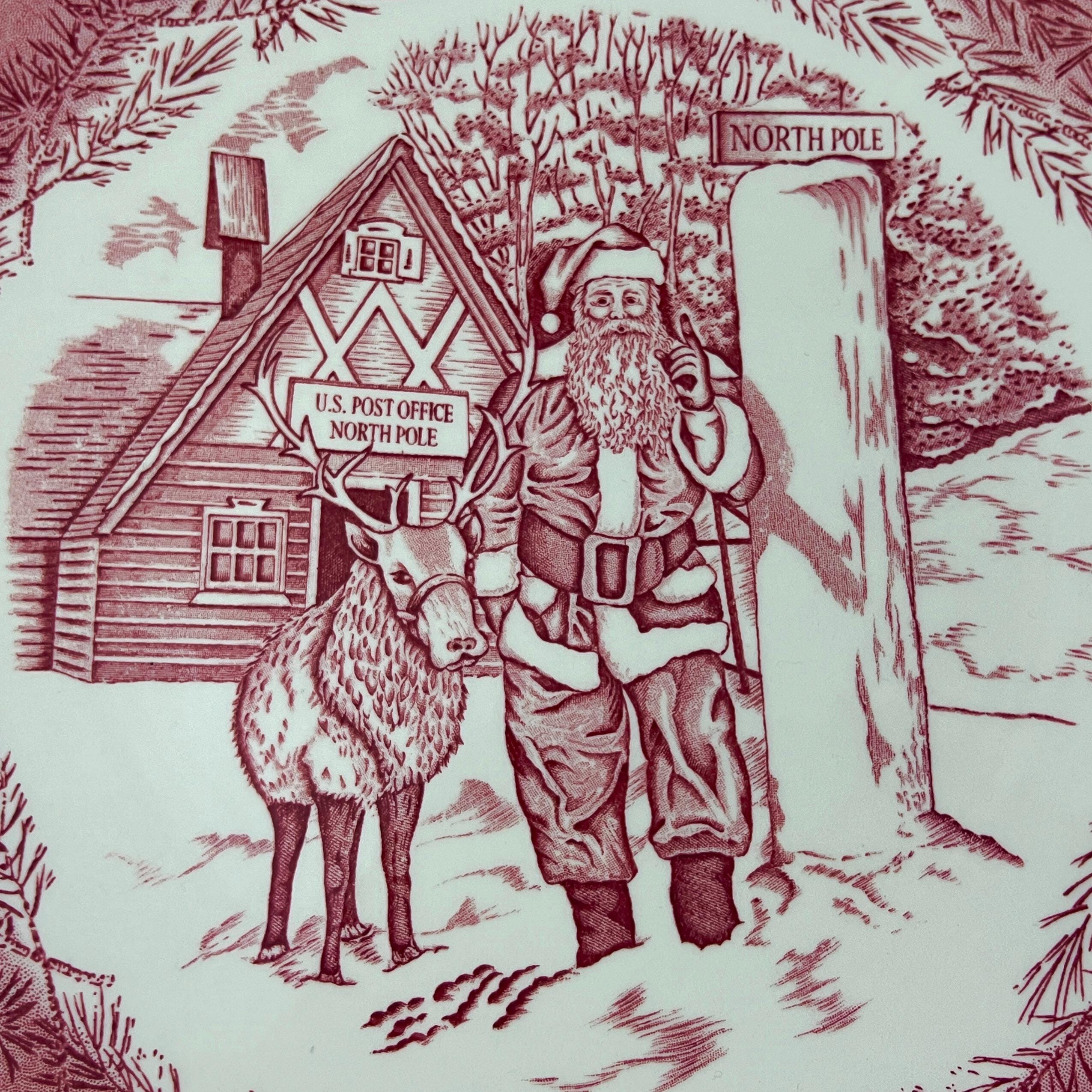 Vintage Wedgwood Christmas Cake Plate: Olde St. Nick Red Transferware - Image 7