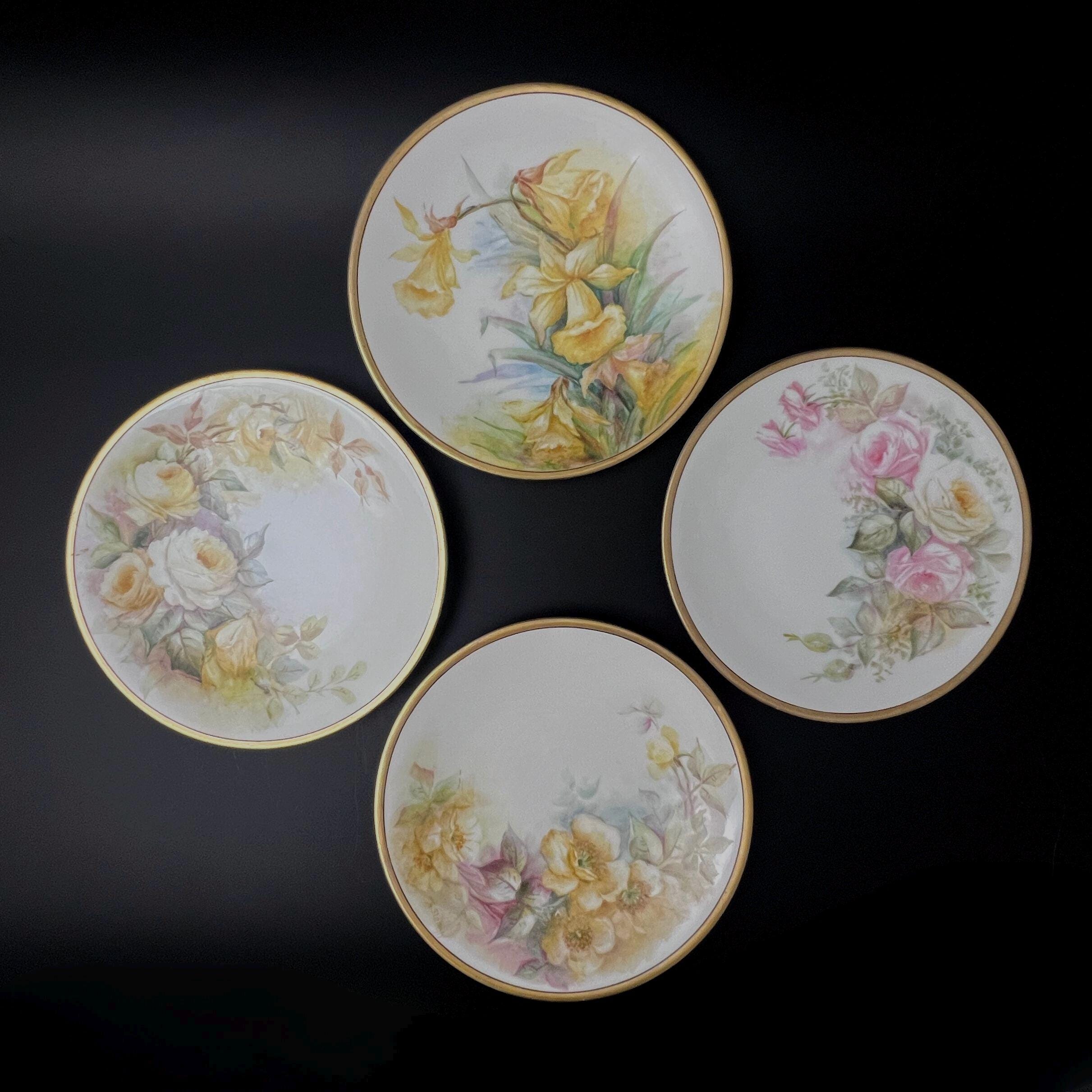 Antique Limoges Floral Plates Set: Tressemanes & Vogt, Art Nouveau - Image 3