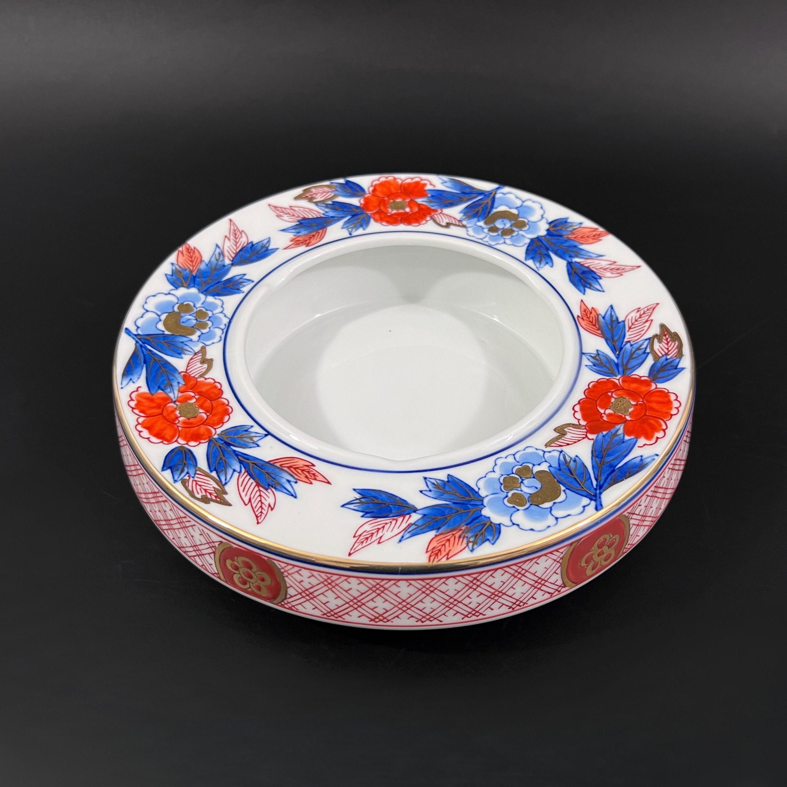 Vintage Gold Imari Arita Ashtray: Hand-Painted Japanese Floral Porcelain