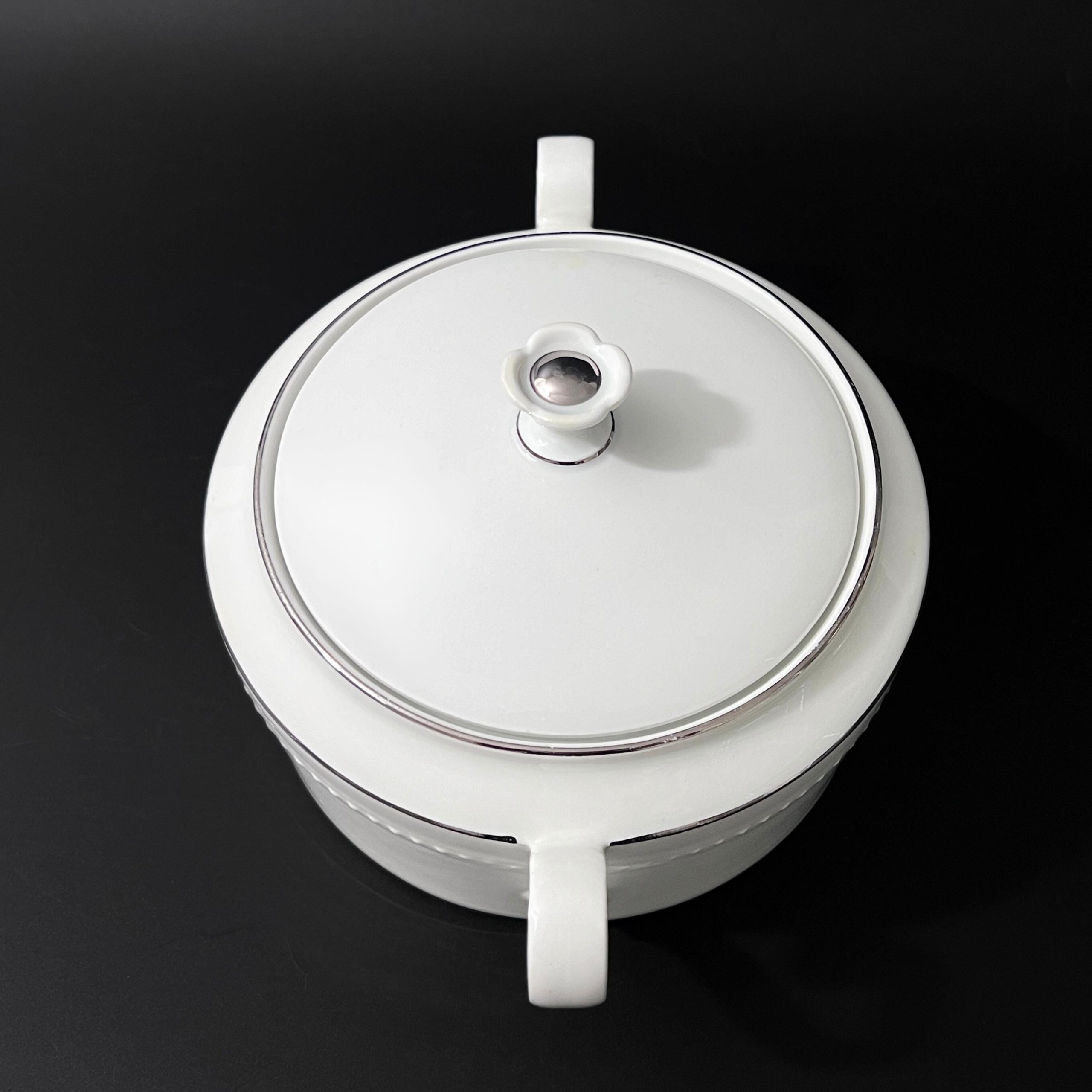 Vintage Bareuther Waldsassen Porcelain Covered Dish: Bavarian Platinum Trim Serveware - Image 4