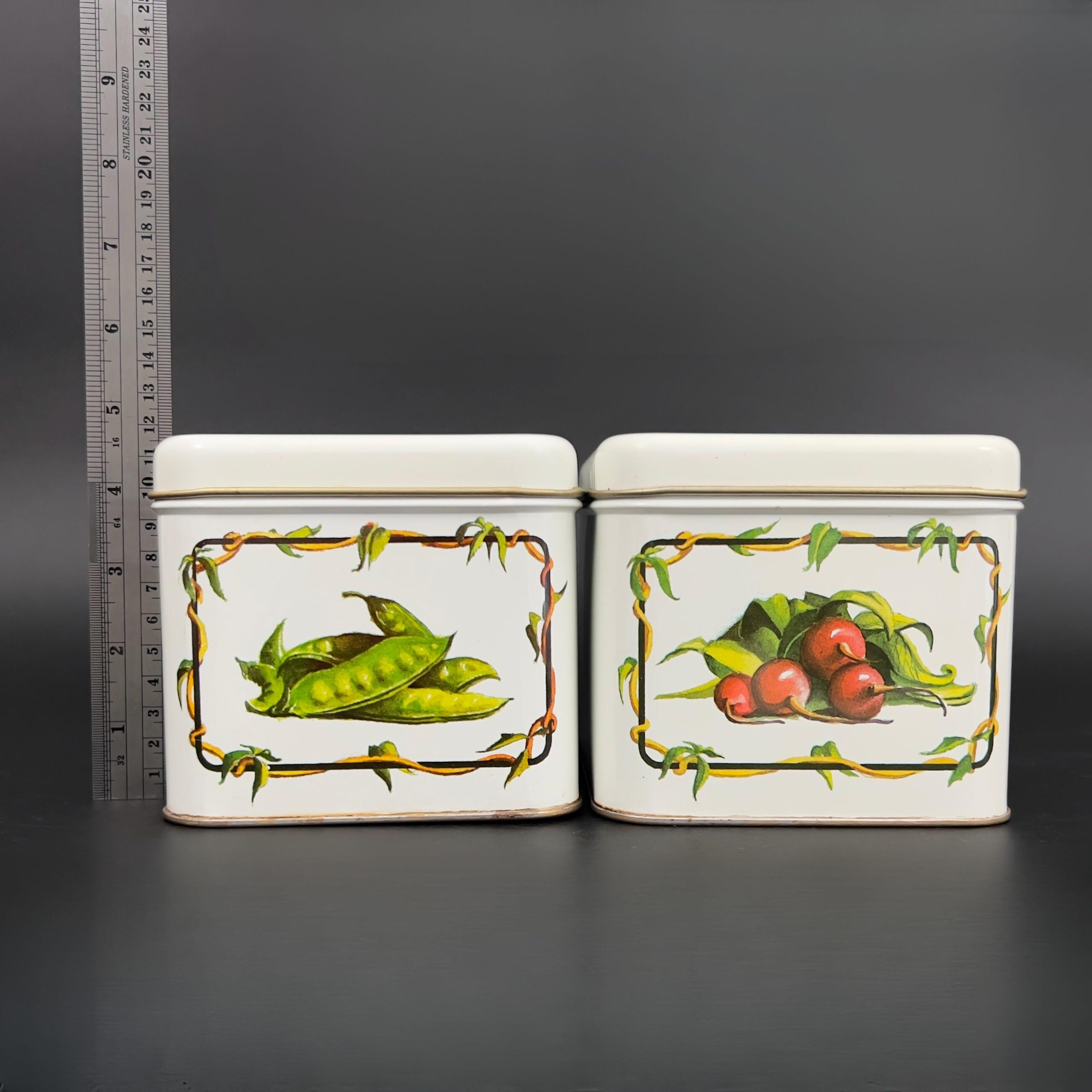 Vintage Cheinco Tin Canister Set: Retro Vegetable Kitchen Storage, USA Made - Image 9