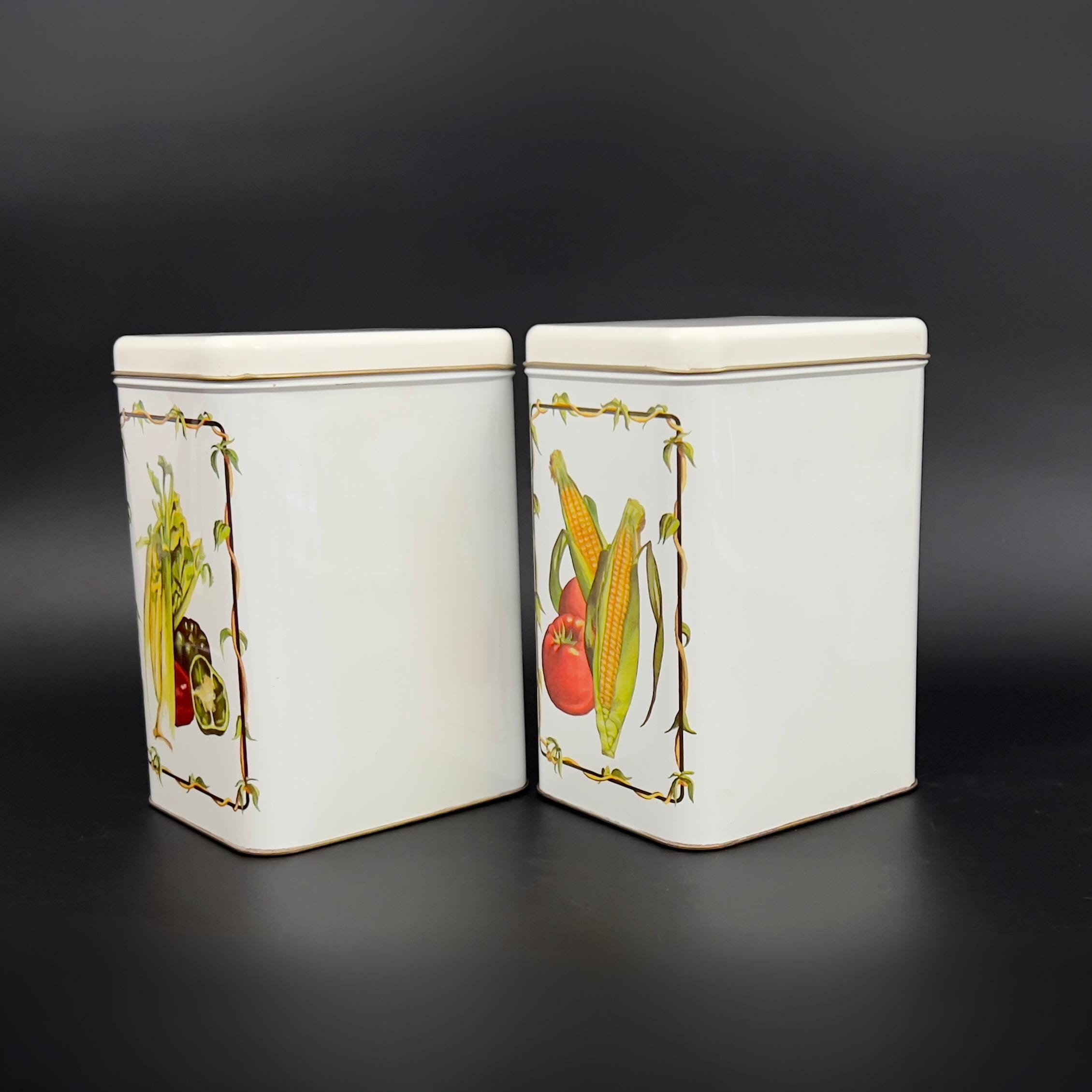 Vintage Cheinco Tin Canister Set: Retro Vegetable Kitchen Storage, USA Made - Image 3