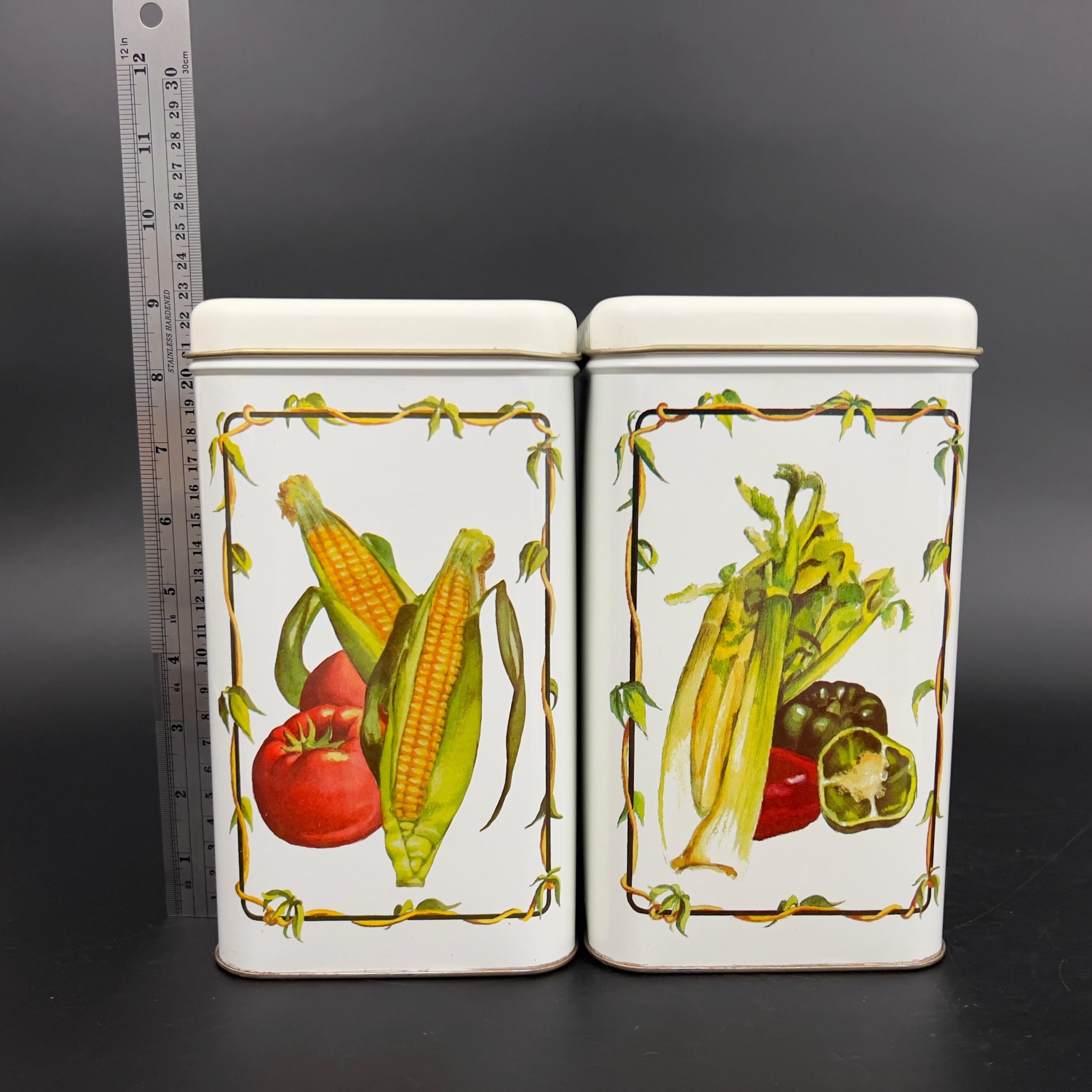 Vintage Cheinco Tin Canister Set: Retro Vegetable Kitchen Storage, USA Made - Image 8