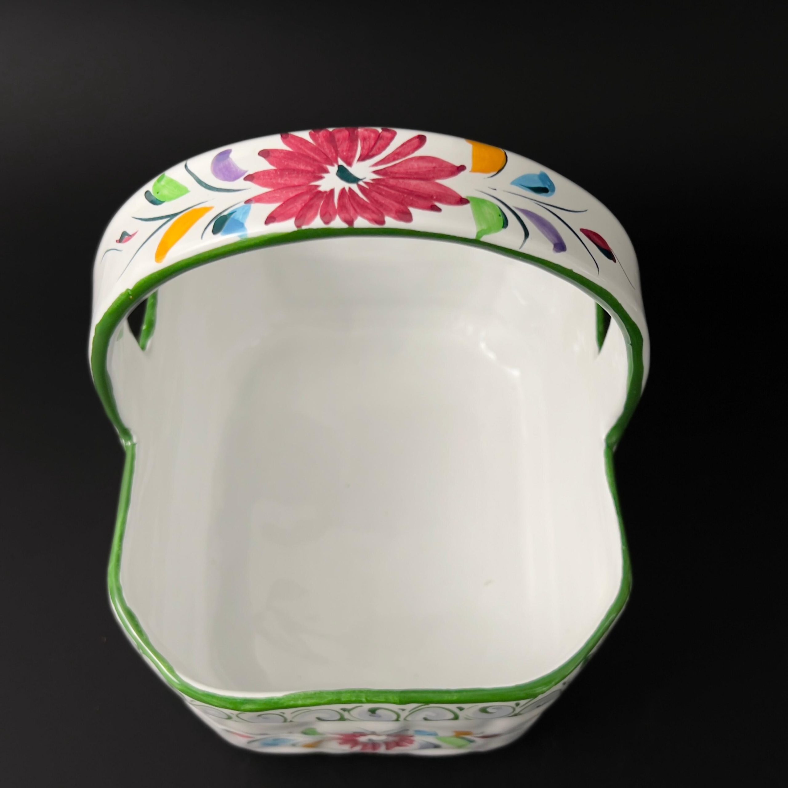 Vintage Portugal Pottery Set: Hand-Painted Floral Basket & Candlestick Holders - Image 7
