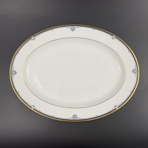 Royal Doulton Princeton Oval Serving Platter: 16-inch Porcelain, Blue Scrolls