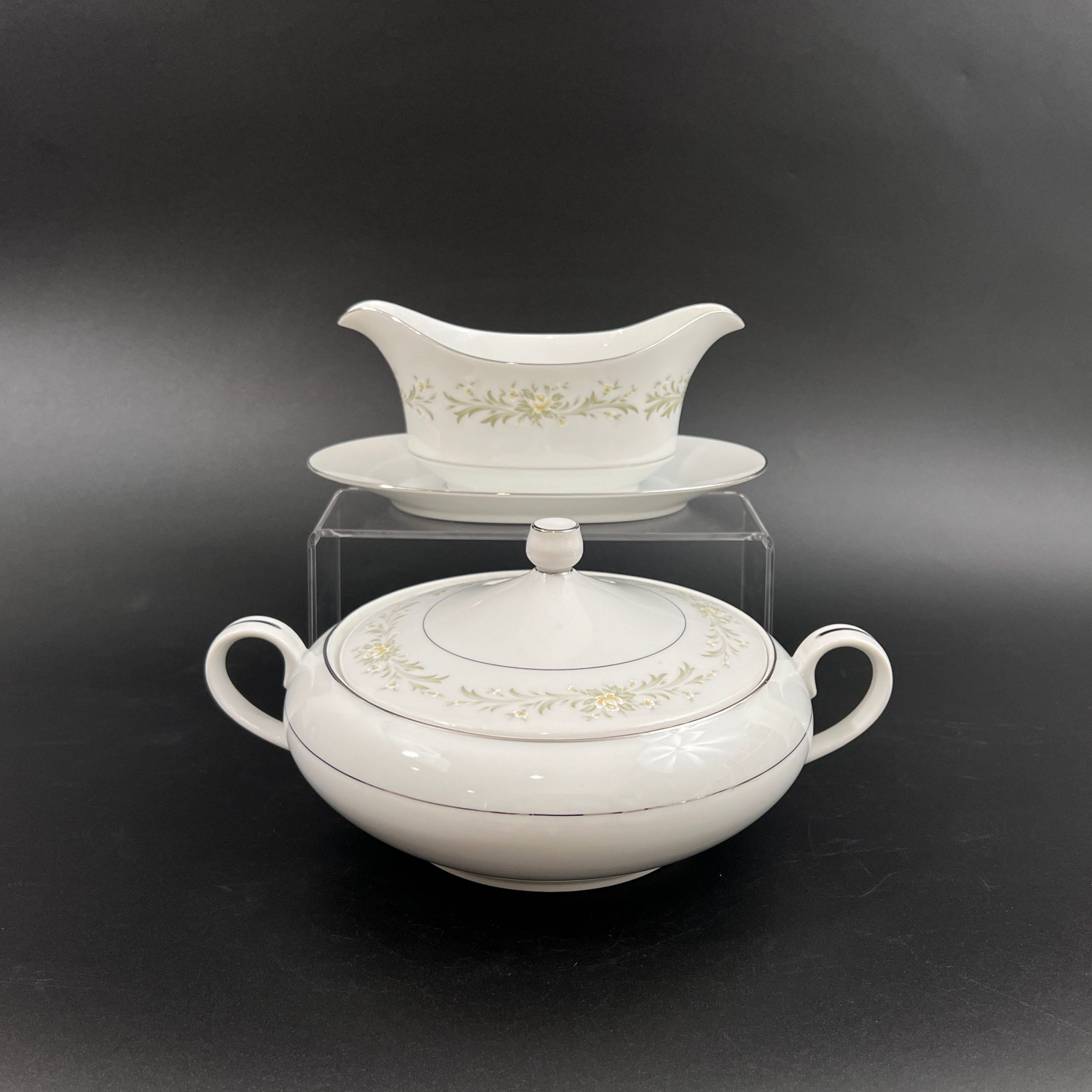 Vintage GRACE China Rhapsody Gravy Boat and Covered Dish Set