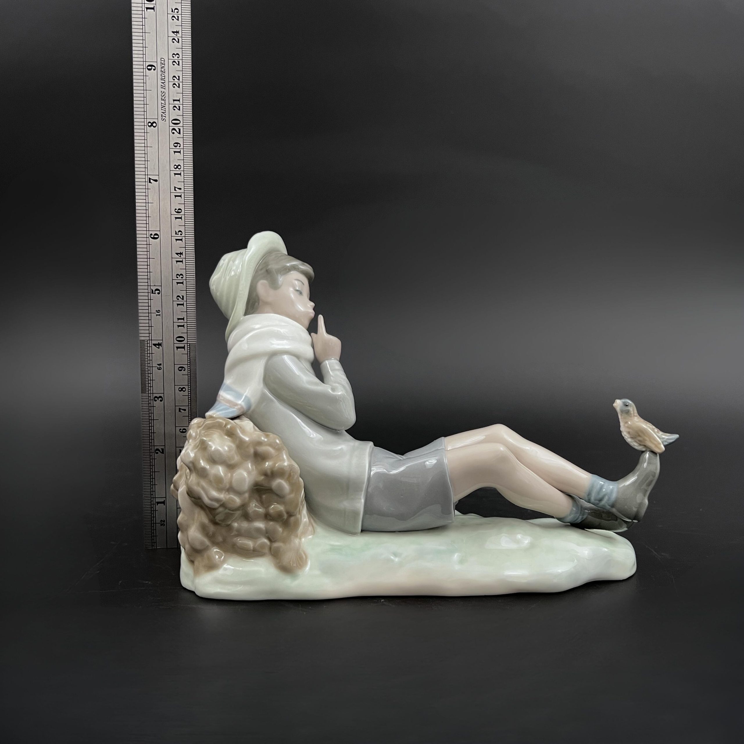 Vintage Lladro Porcelain Shepherd Boy with Bird Figurine #4730 - Image 9