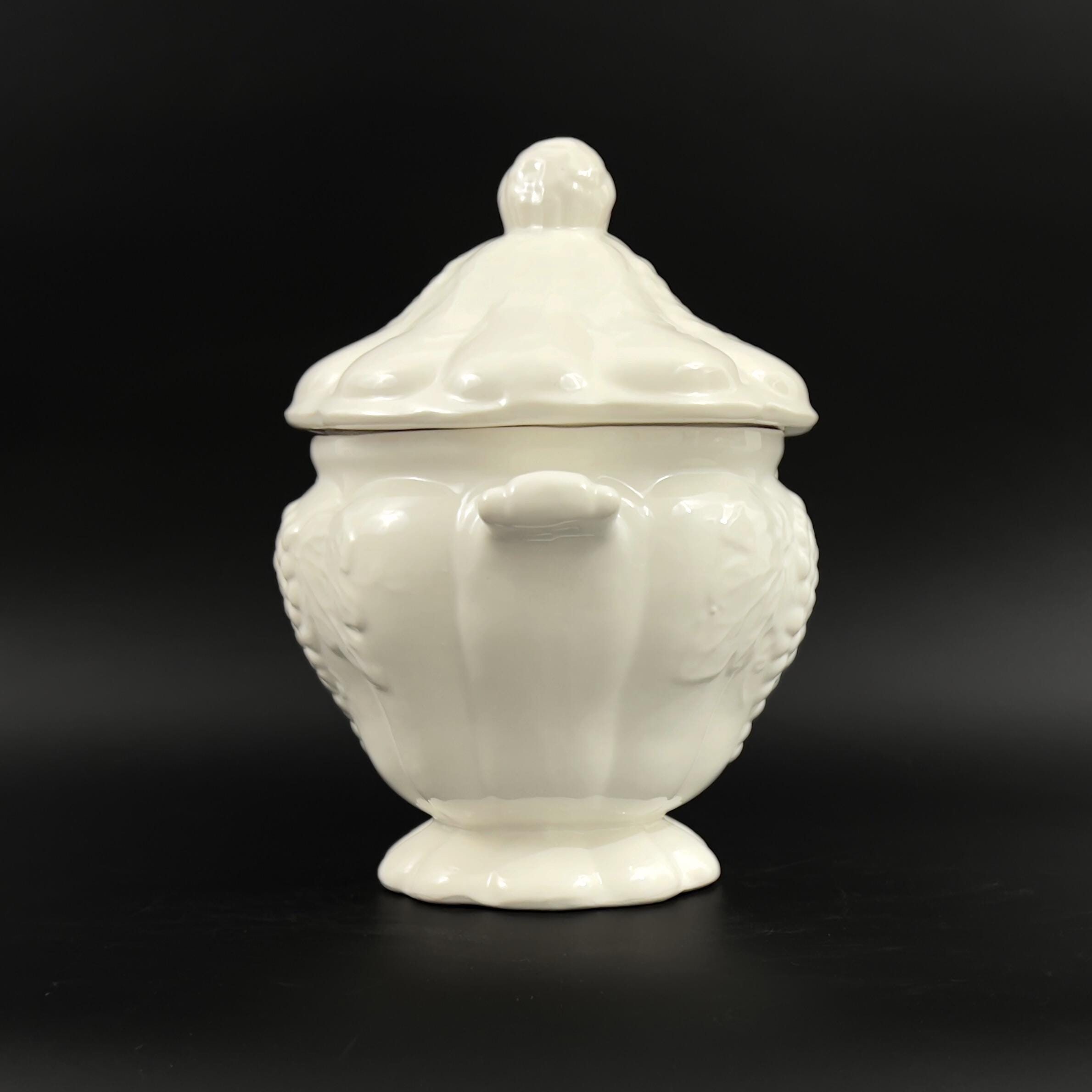 Vintage White Soup Tureen: Embossed Grape Design, 3 Quart Covered Tureen - Image 3