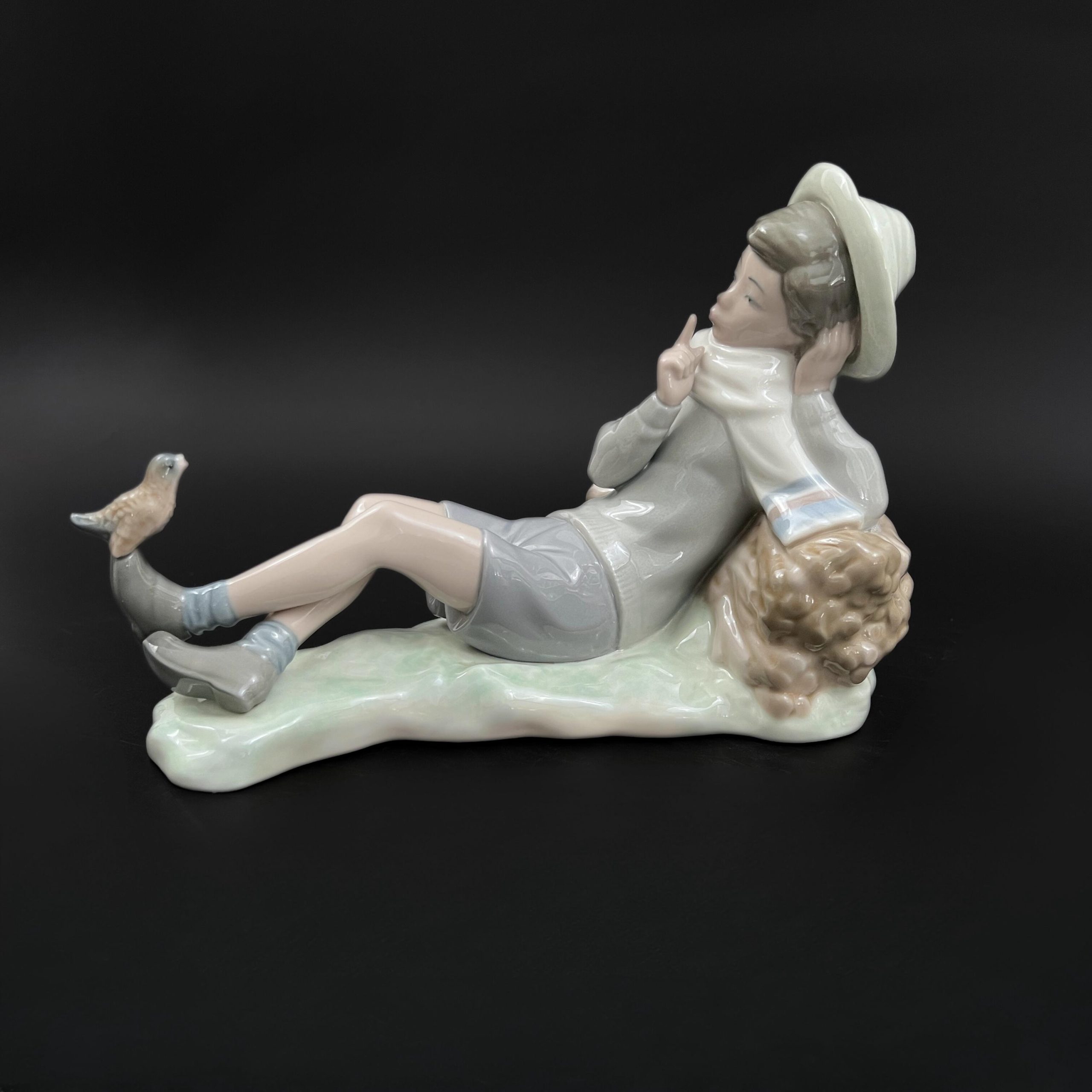 Vintage Lladro Porcelain Shepherd Boy with Bird Figurine #4730 - Image 4