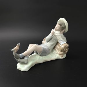 Vintage Lladro Porcelain Shepherd Boy with Bird Figurine #4730