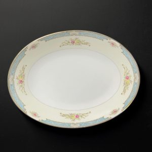Vintage Mikado China Oval Serving Bowl: Lyric Floral Pattern, Gold Rim (10 Inch)