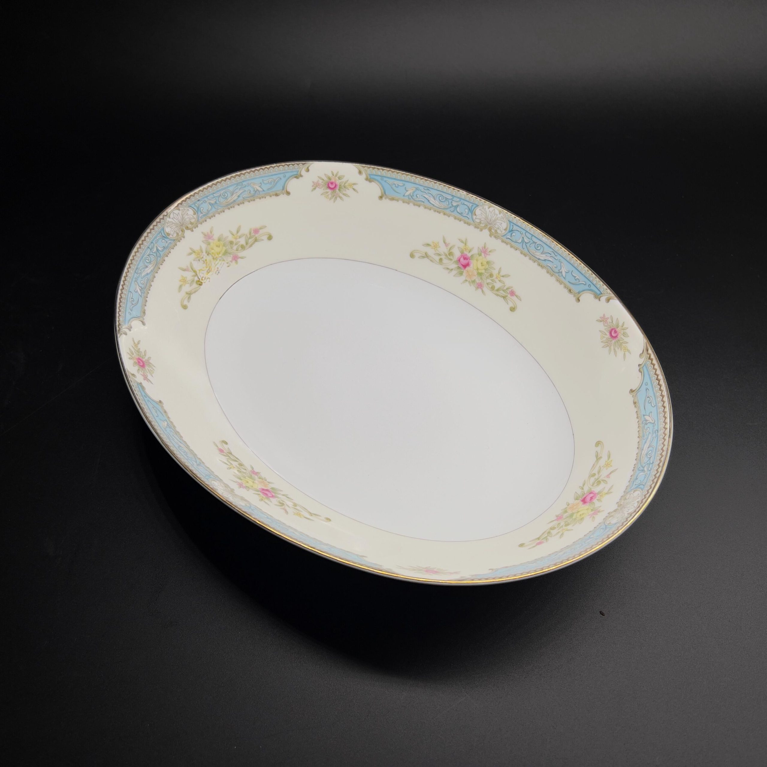 Vintage Mikado China Oval Serving Bowl: Lyric Floral Pattern, Gold Rim (10 Inch) - Image 3
