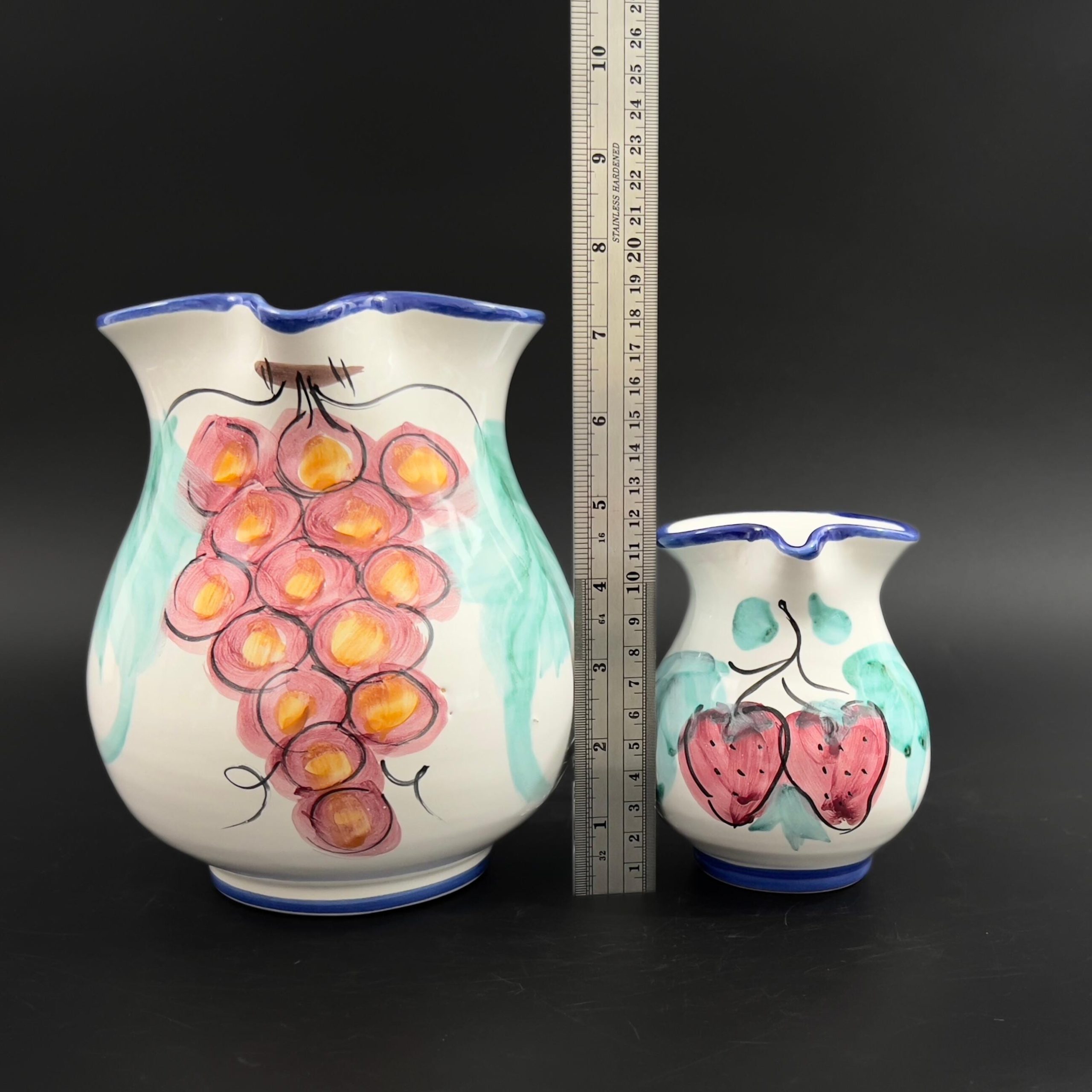 Vintage Vietri Italy Ceramic Pitcher Set: Hand-Painted Grape & Strawberry Buon Giorno - Image 8
