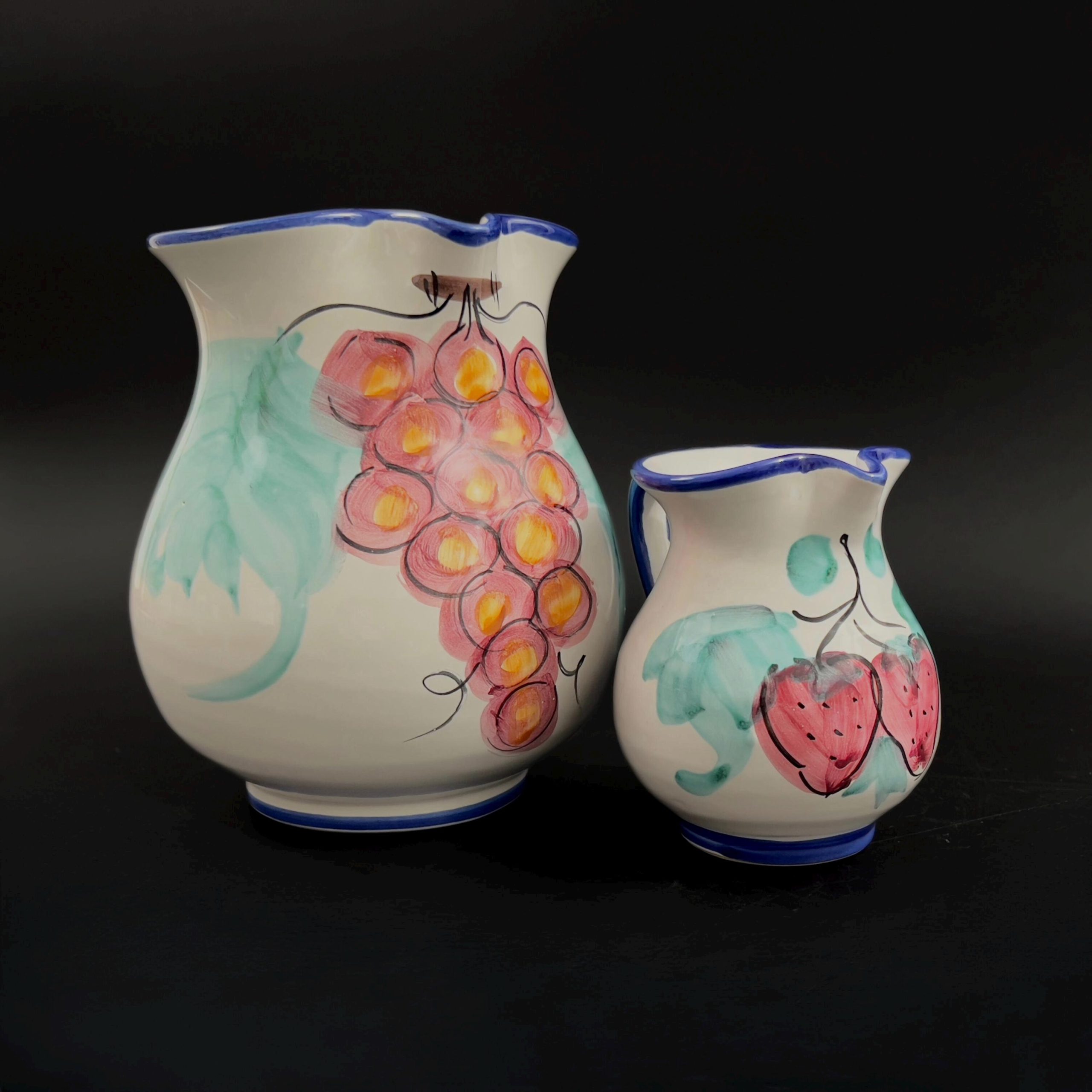 Vintage Vietri Italy Ceramic Pitcher Set: Hand-Painted Grape & Strawberry Buon Giorno - Image 3