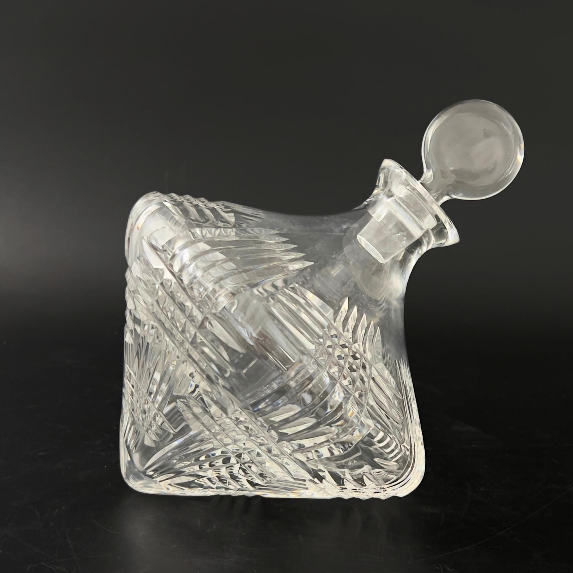 Vintage Lead Crystal Side Resting Decanter with Stopper - Bovary Astral - Image 3