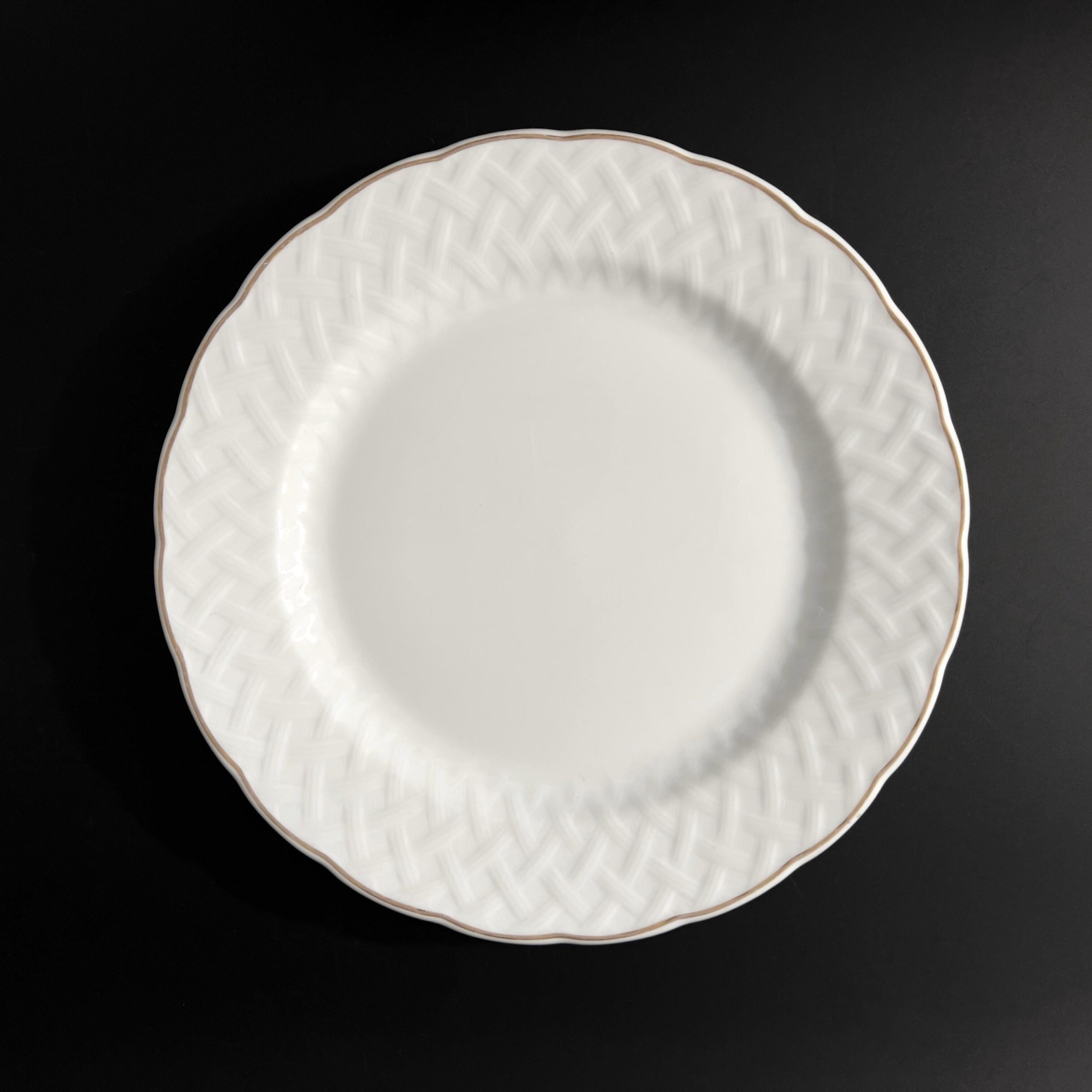 Vintage Bernardaud Limoges Platter: Baudelaire Basketweave, Gold Trim (11.5-Inch)