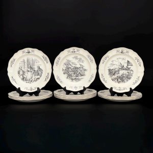 Wedgwood Bicentennial Plates: 1976 Black Transferware, Set of 13