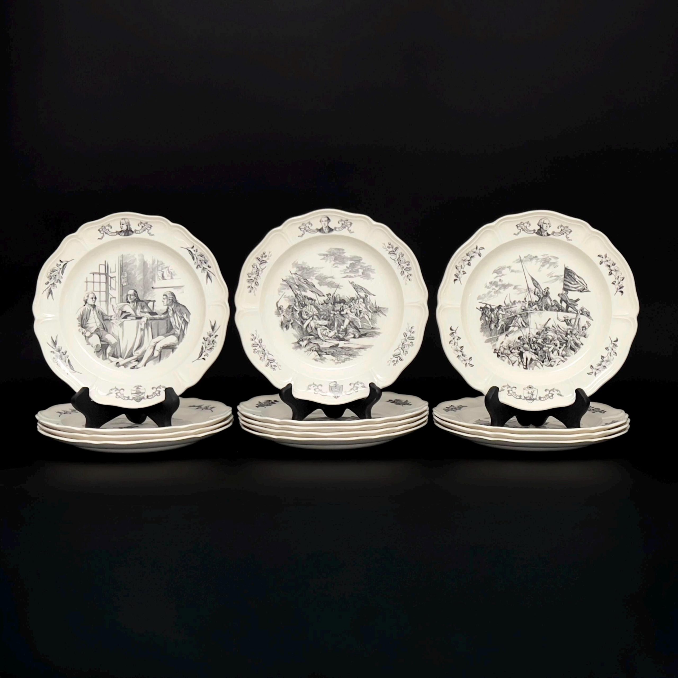 Wedgwood Bicentennial Plates: 1976 Black Transferware, Set of 13