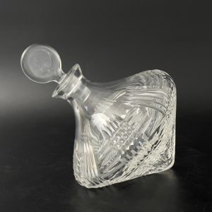 Vintage Lead Crystal Side Resting Decanter with Stopper - Bovary Astral