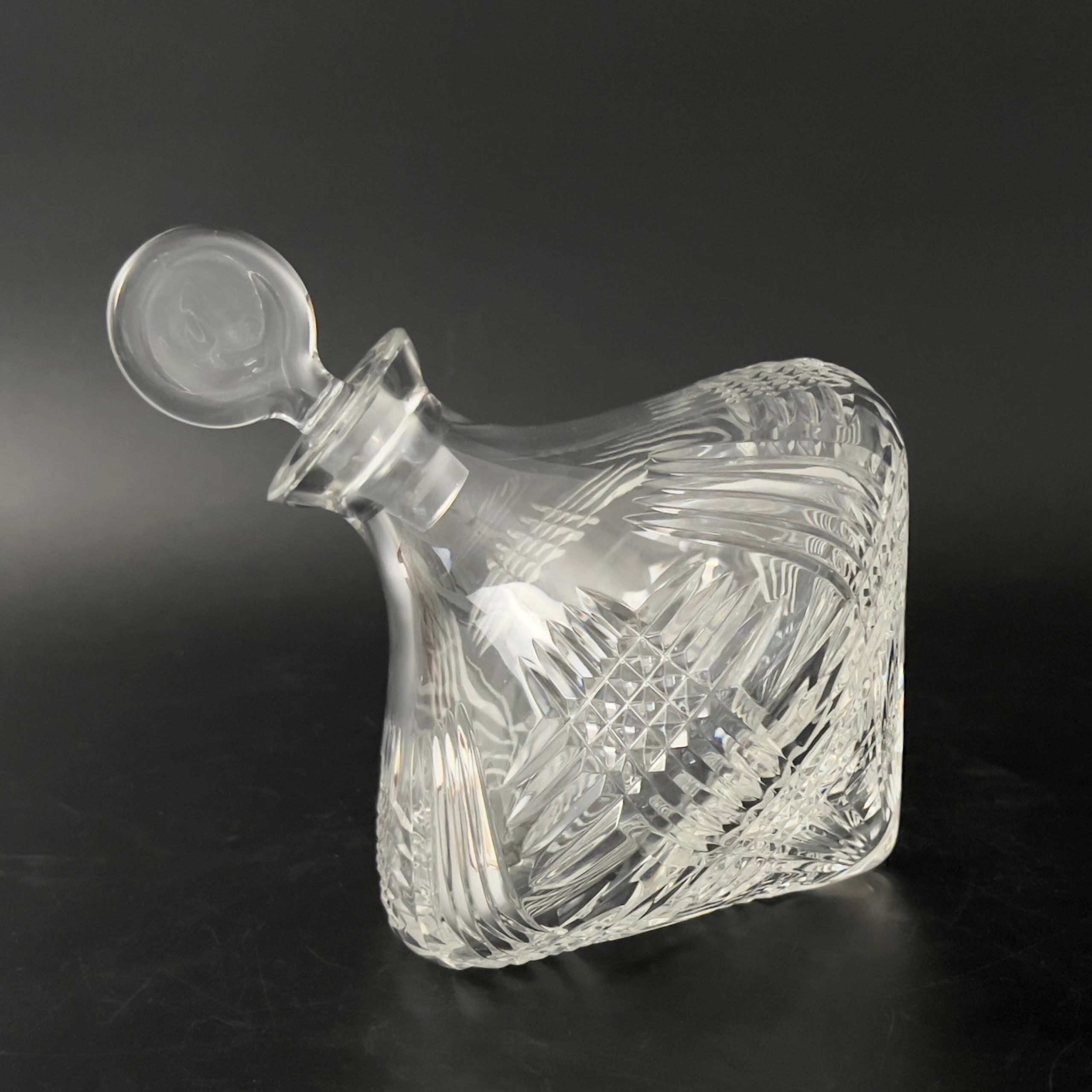 Vintage Lead Crystal Side Resting Decanter with Stopper - Bovary Astral