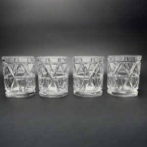 Vintage Crystal Whiskey Glasses Set: Cut Glass Double Old Fashioned (Set of 4)