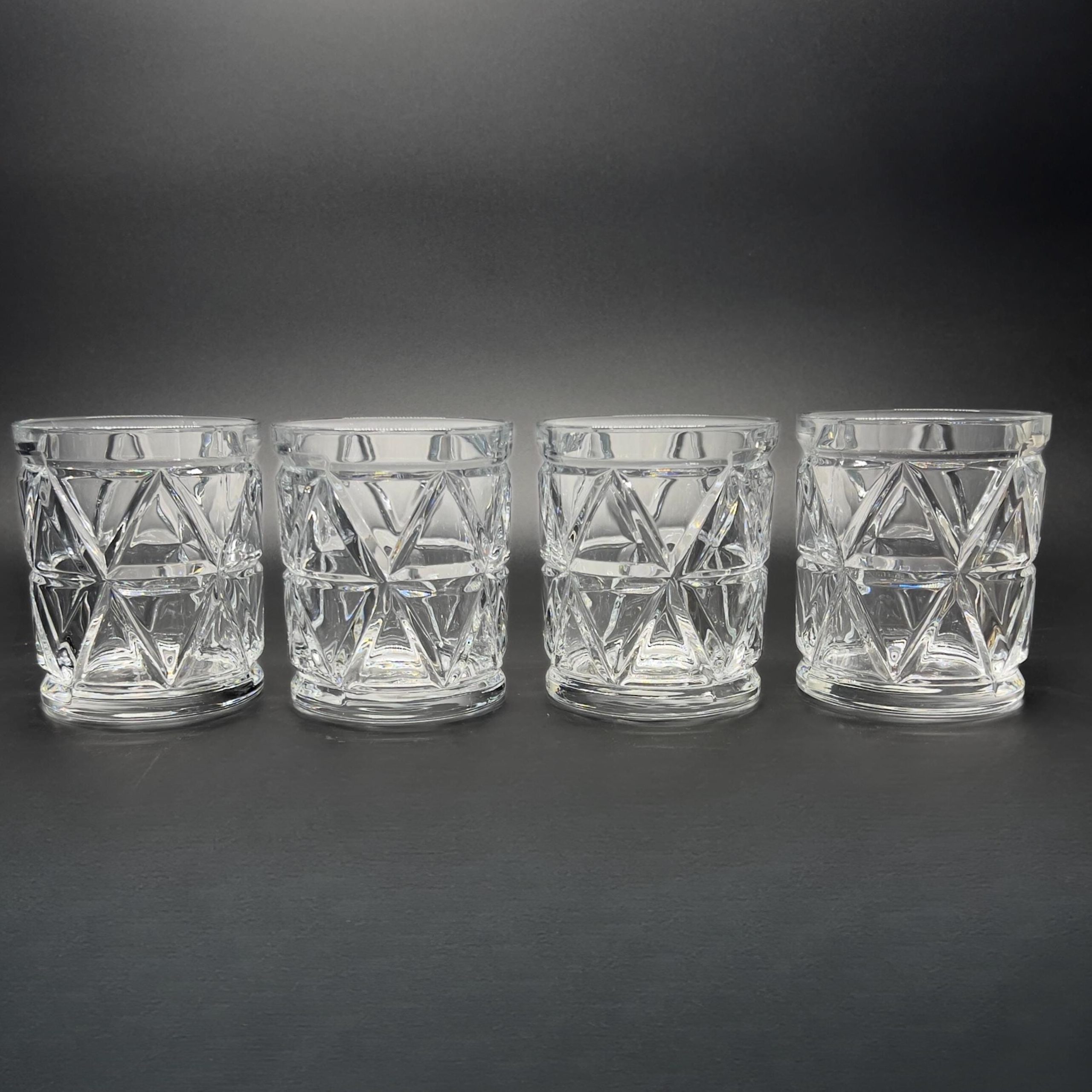 Vintage Crystal Whiskey Glasses Set: Cut Glass Double Old Fashioned (Set of 4)