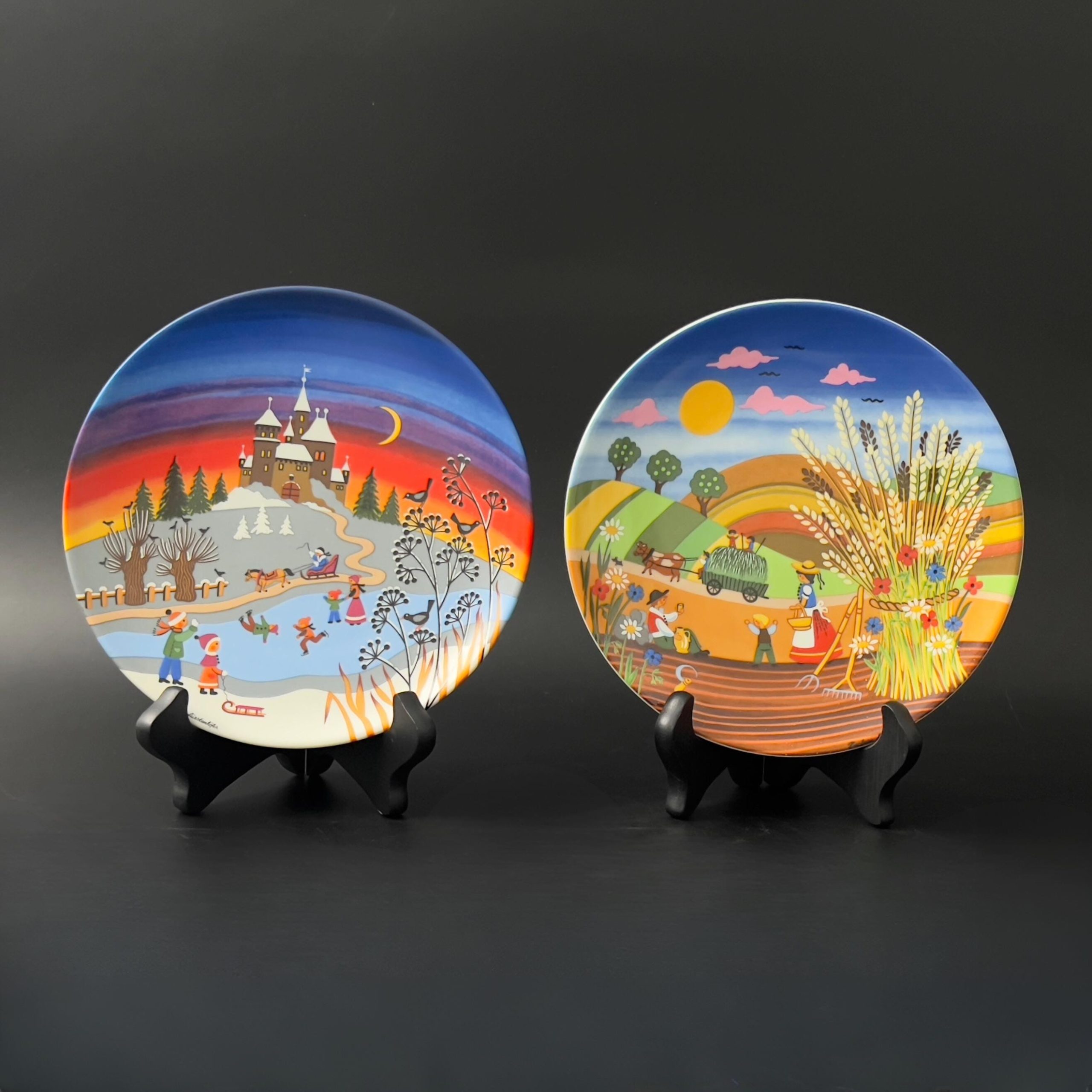 Vintage Barbara Fürstenhöfer Bavarian Wall Plates: Autumn & Winter Set - Image 3