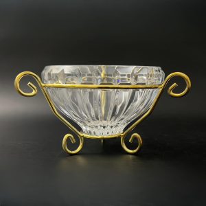 Mikasa Austrian Cut Crystal Bowl with Gold Tone Stand (Original Box)
