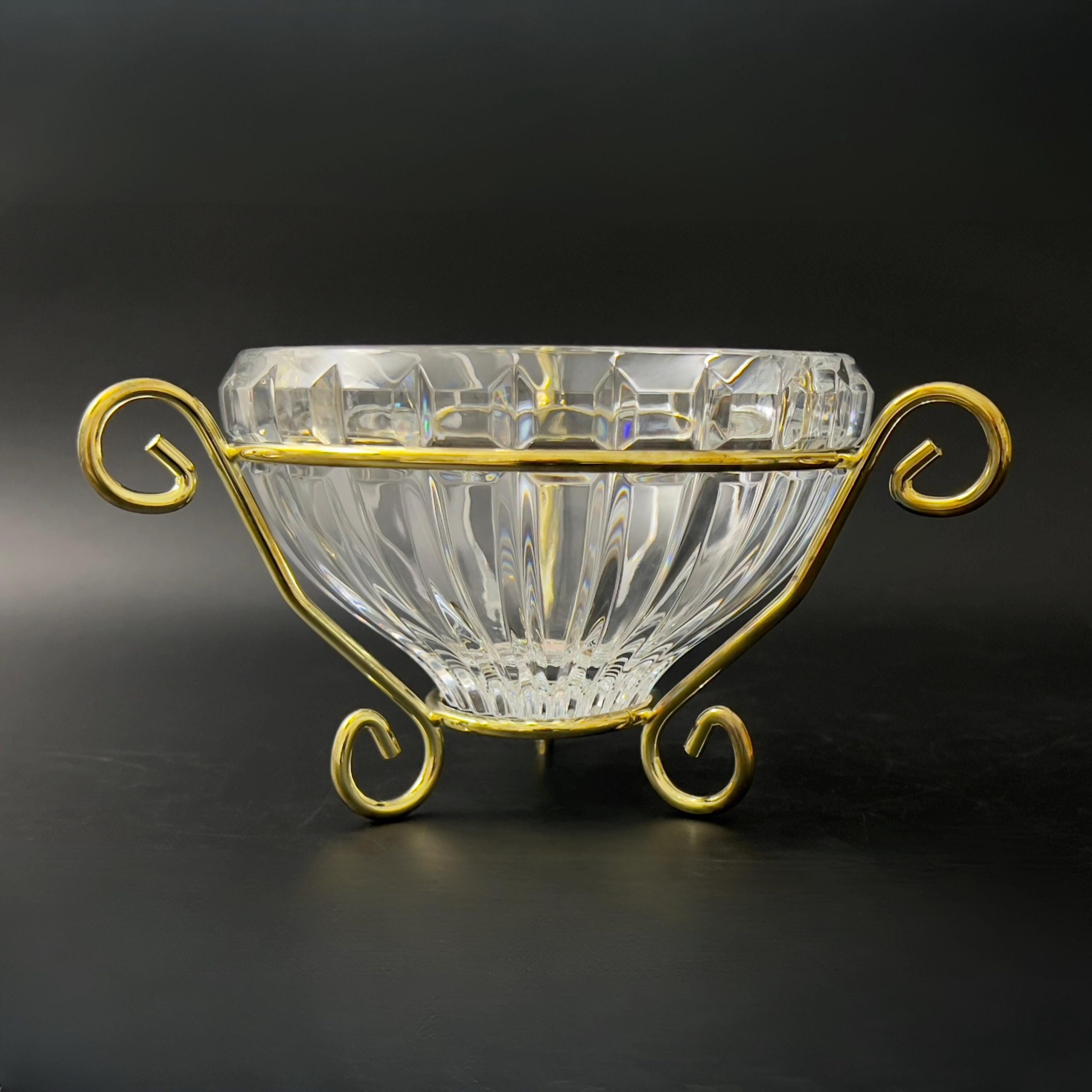 Mikasa Austrian Cut Crystal Bowl with Gold Tone Stand (Original Box)