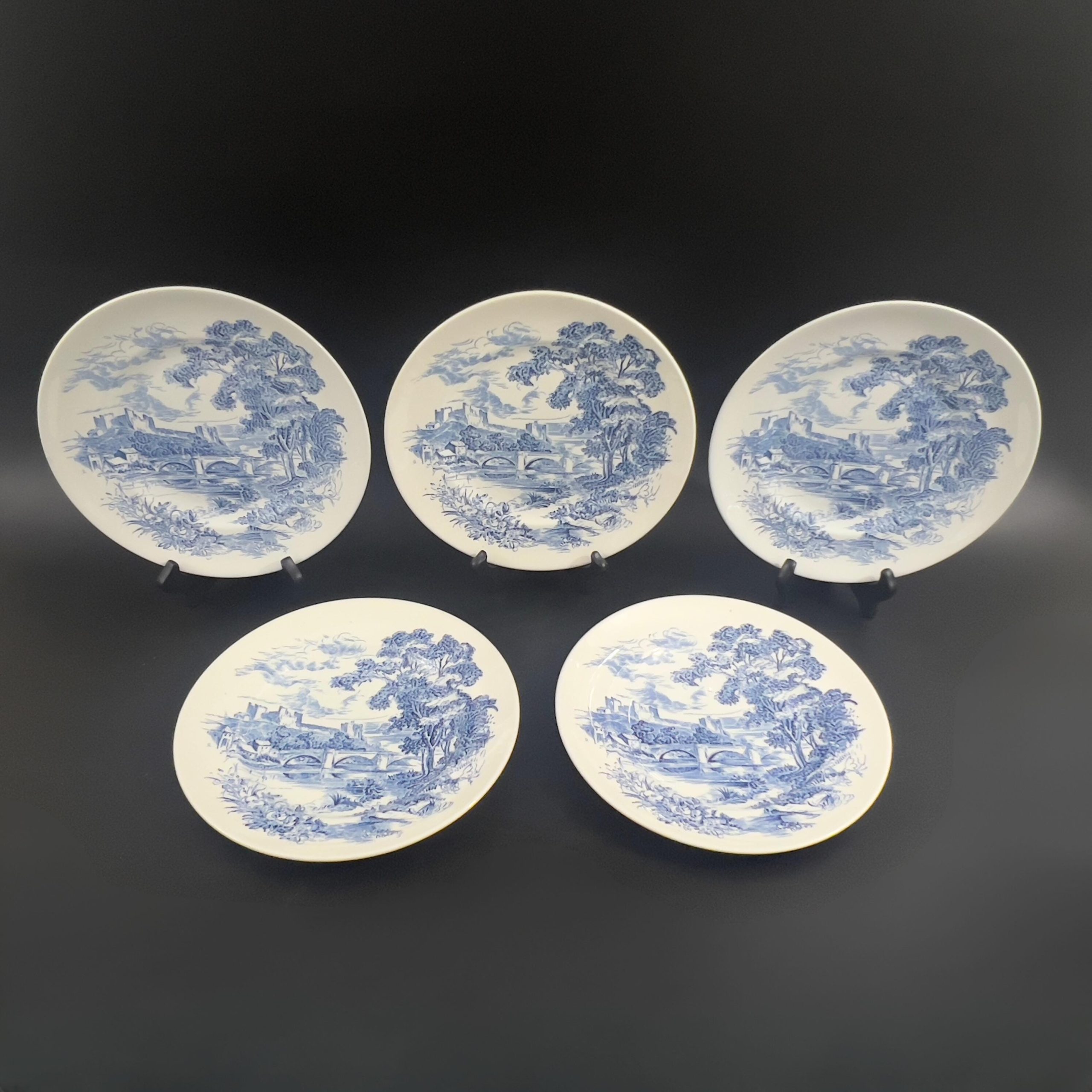 Wedgwood Countryside Blue Plates (Set of 5): English Cottage Decor - Image 3