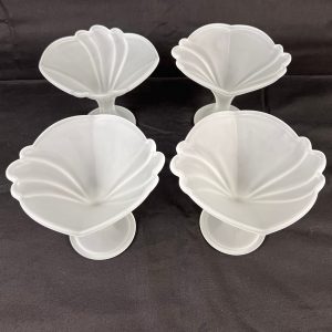 Vintage Art Deco Frosted Glass Pedestal Bowls - Set of 4, Italy