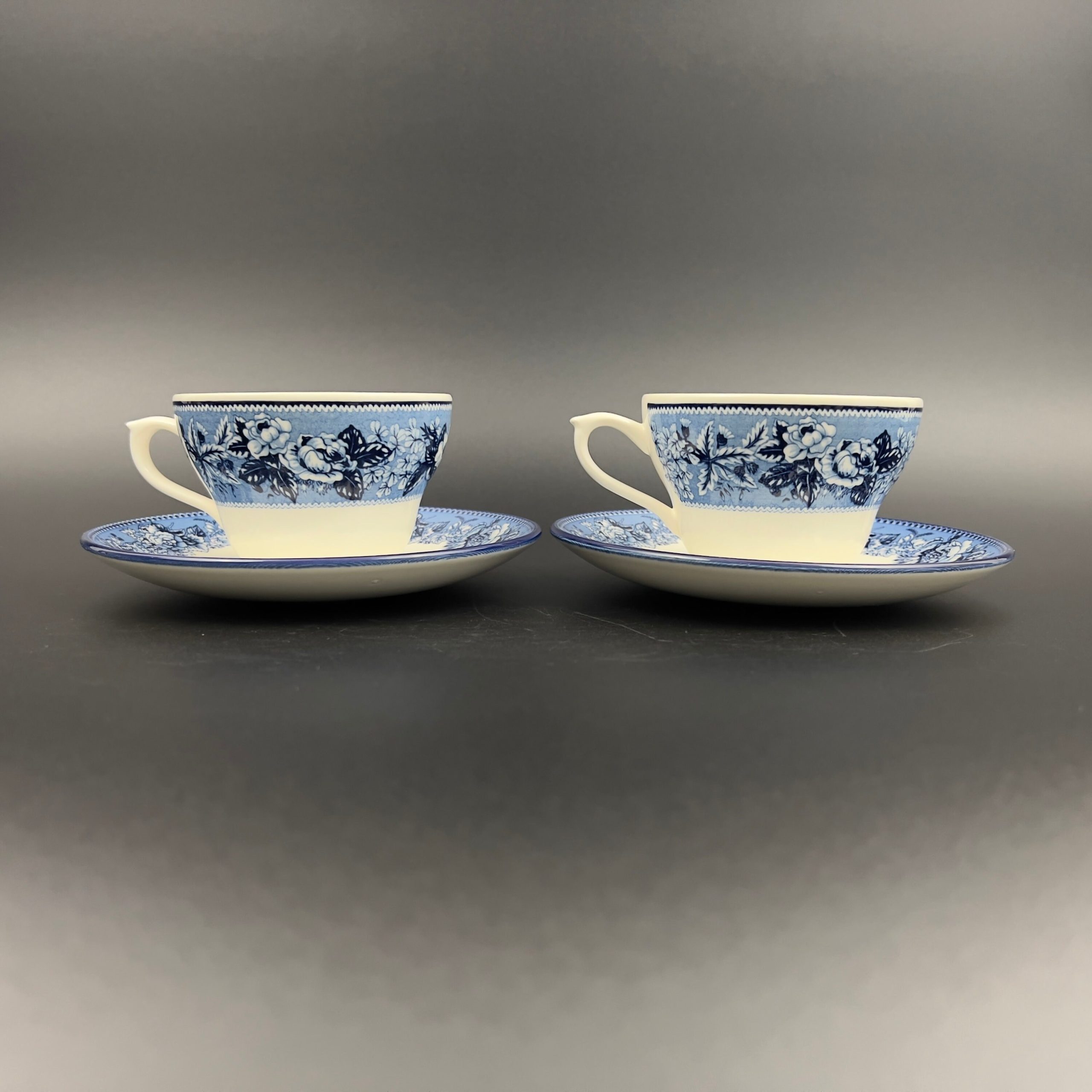 Vintage Wedgwood Highgrove Teacup and Saucer Set: Blue Floral Transferware - Image 3