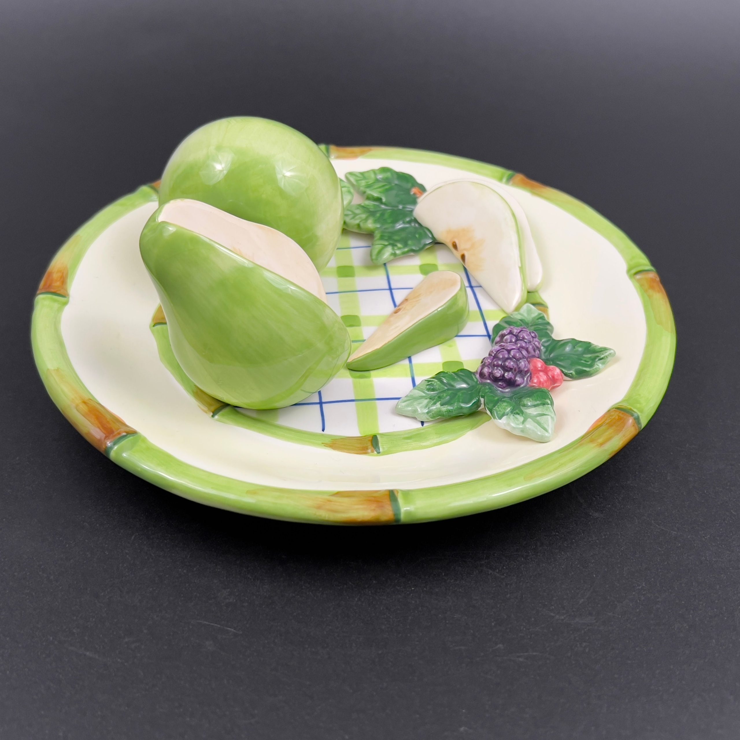 Vintage Gantz Majolica Pear Plate: 3D Relief Wall Art - Image 8