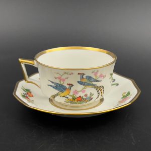 Rare 1913 Johnson Bros Fushan Cup and Saucer: Oriental Birds & Flowers