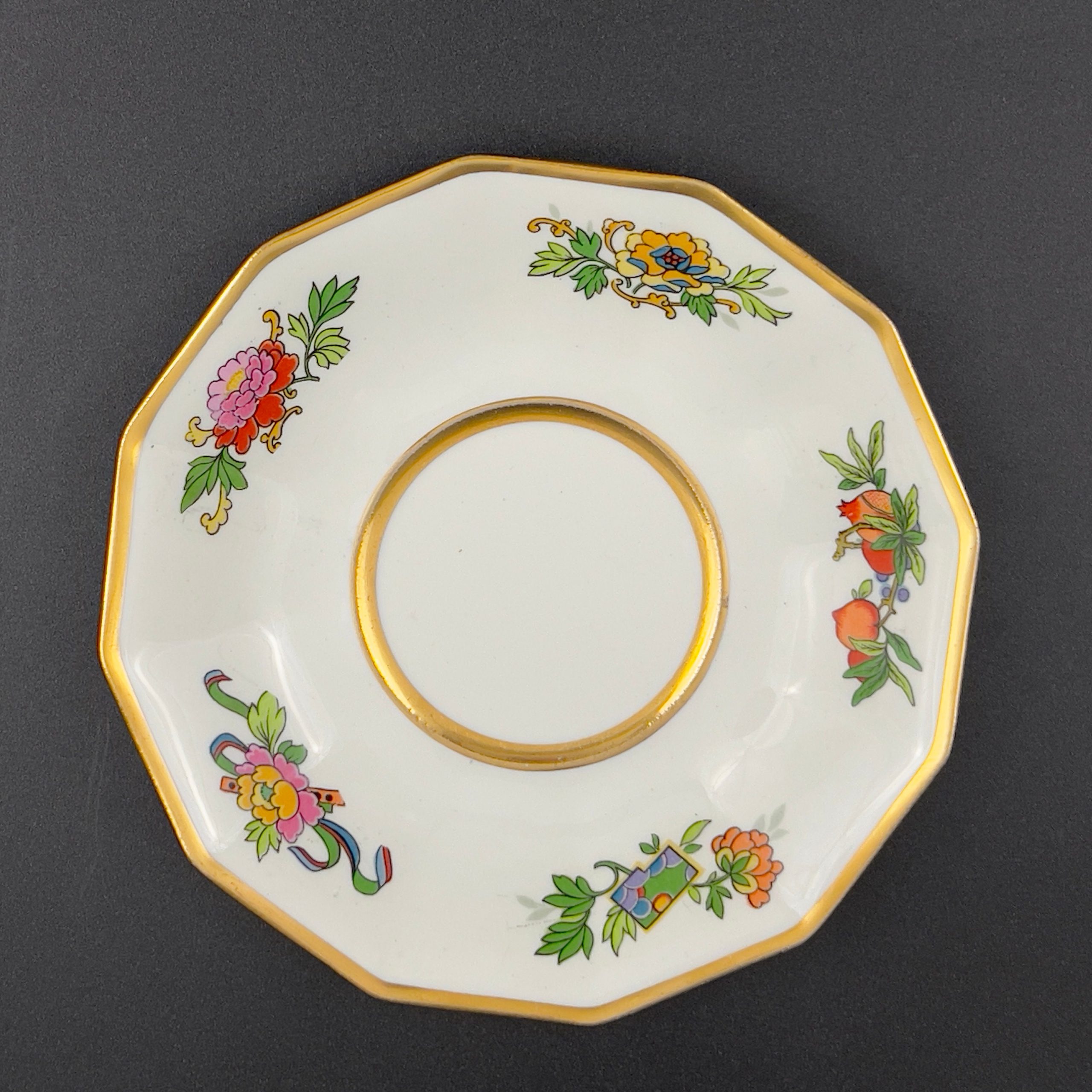 Rare 1913 Johnson Bros Fushan Cup and Saucer: Oriental Birds & Flowers - Image 8