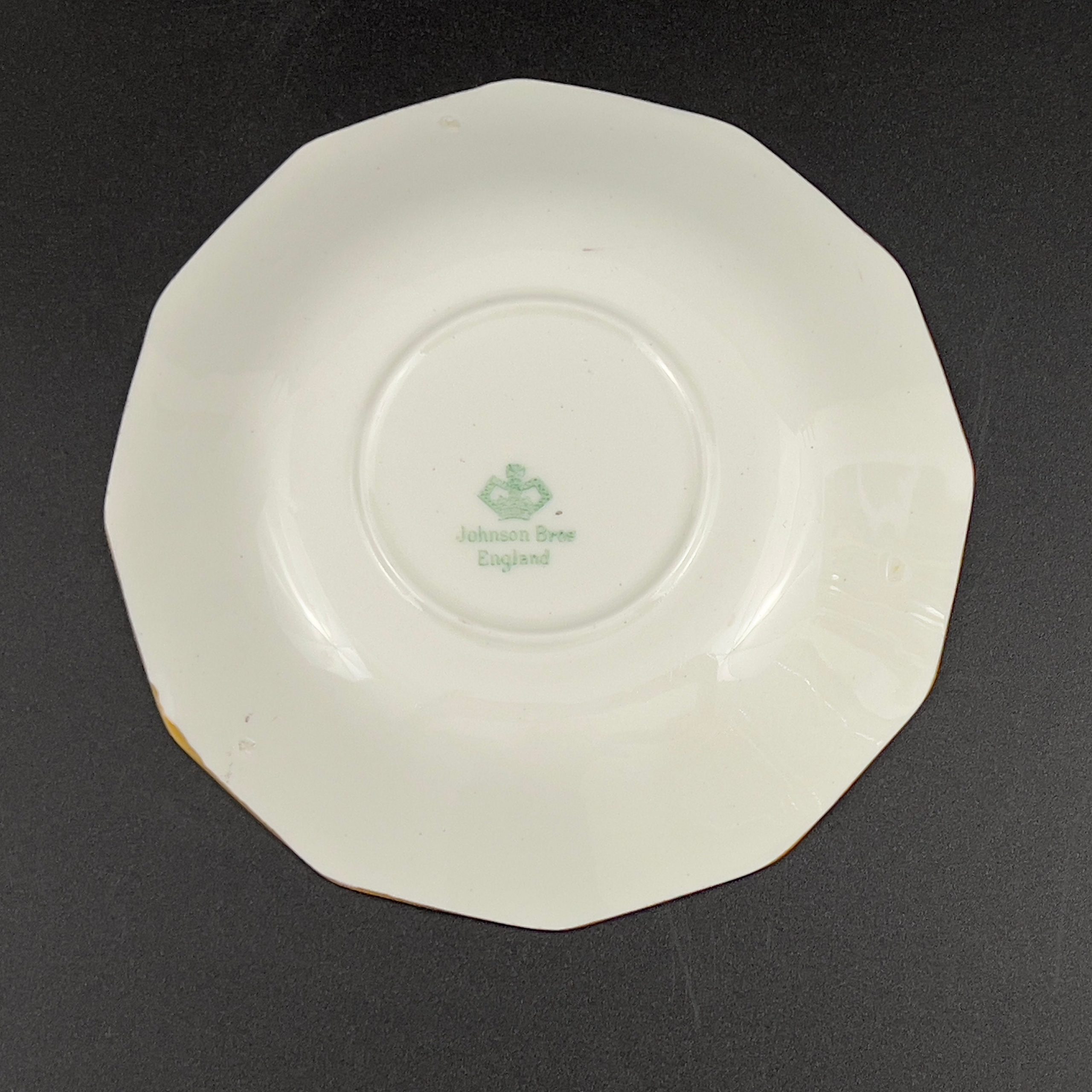Rare 1913 Johnson Bros Fushan Cup and Saucer: Oriental Birds & Flowers - Image 11