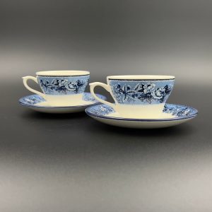 Vintage Wedgwood Highgrove Teacup and Saucer Set: Blue Floral Transferware