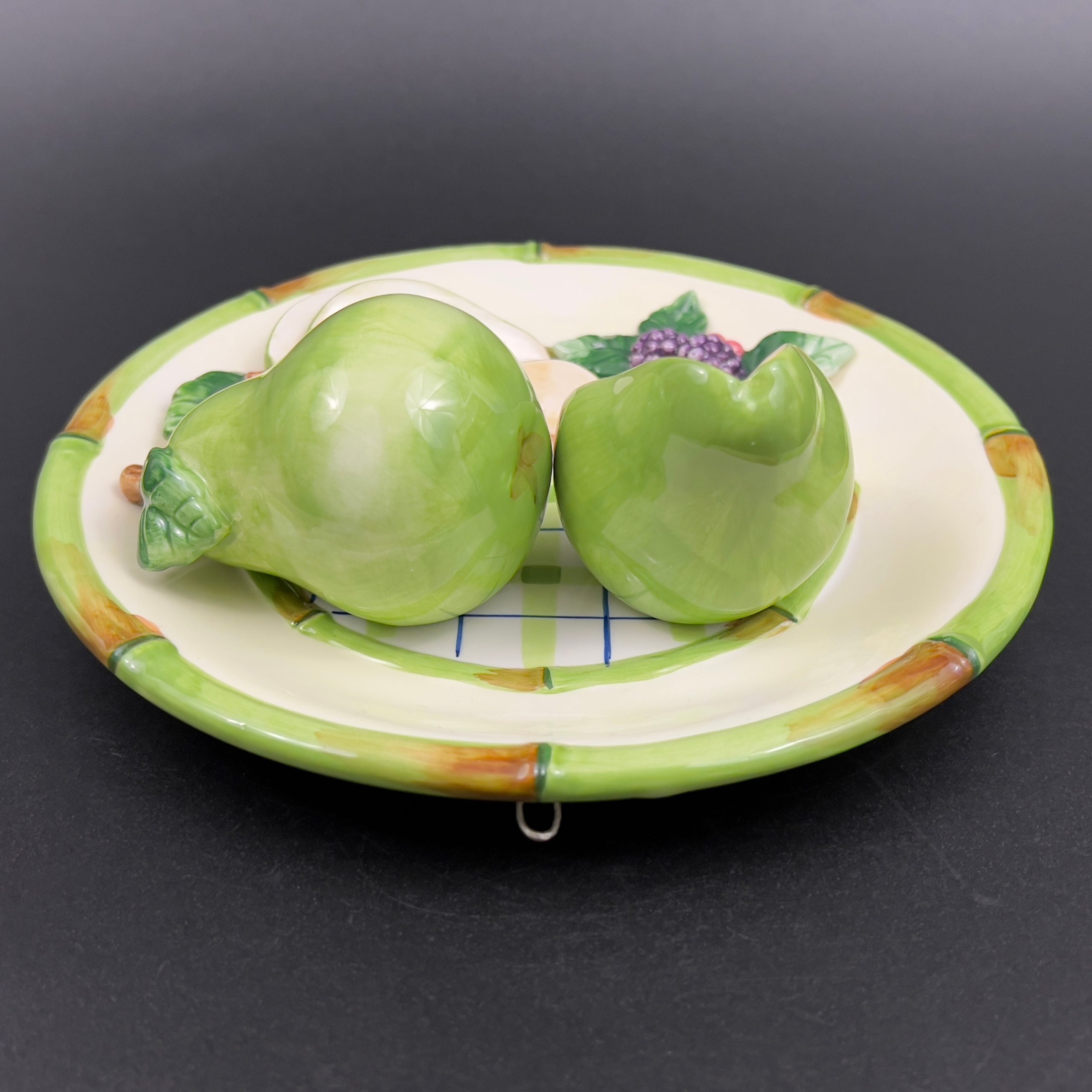 Vintage Gantz Majolica Pear Plate: 3D Relief Wall Art - Image 9