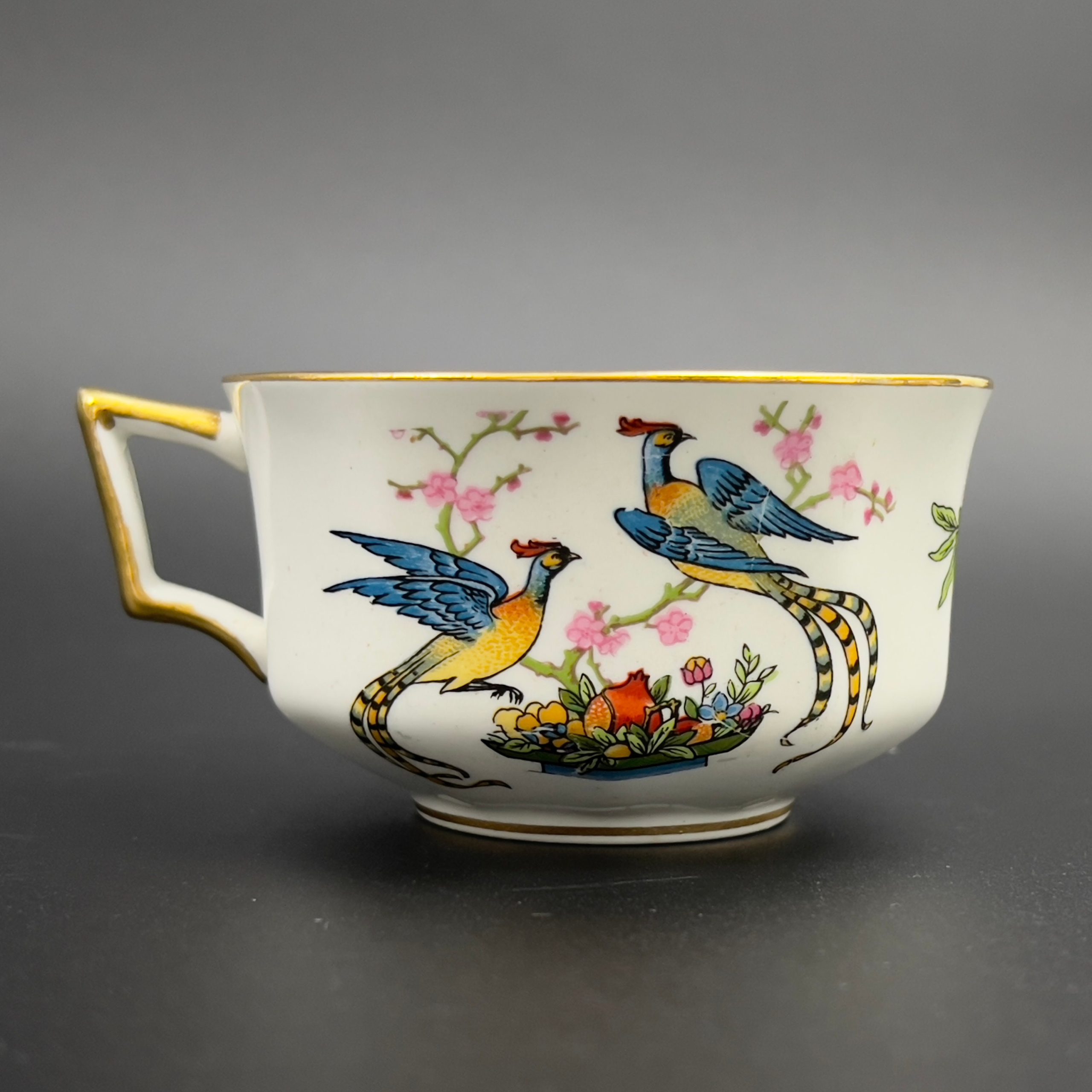 Rare 1913 Johnson Bros Fushan Cup and Saucer: Oriental Birds & Flowers - Image 6