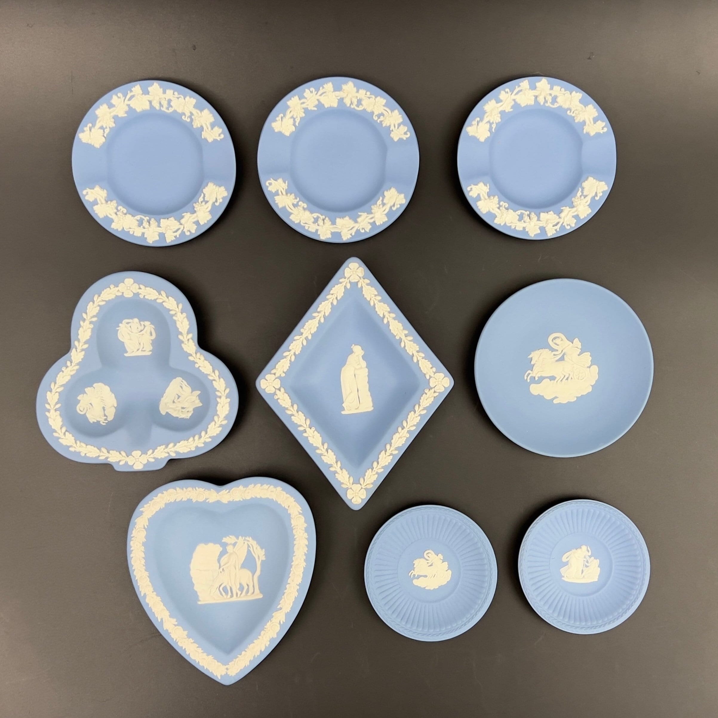 Wedgwood Blue Jasperware Trinket Dish: Pegasus, Archers, Muses