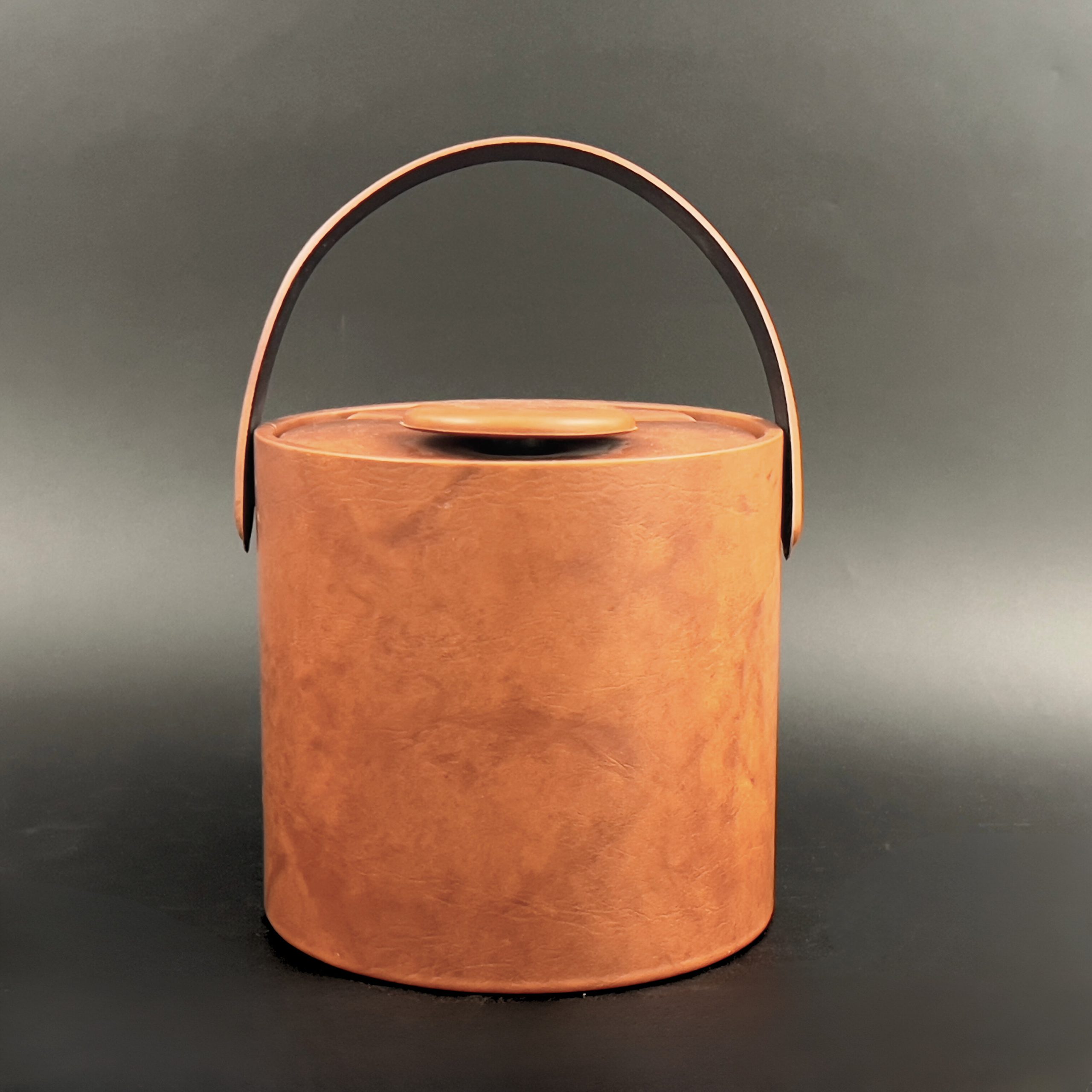 Vintage Brown Leather Ice Bucket: Midcentury Modern Barware - Image 6