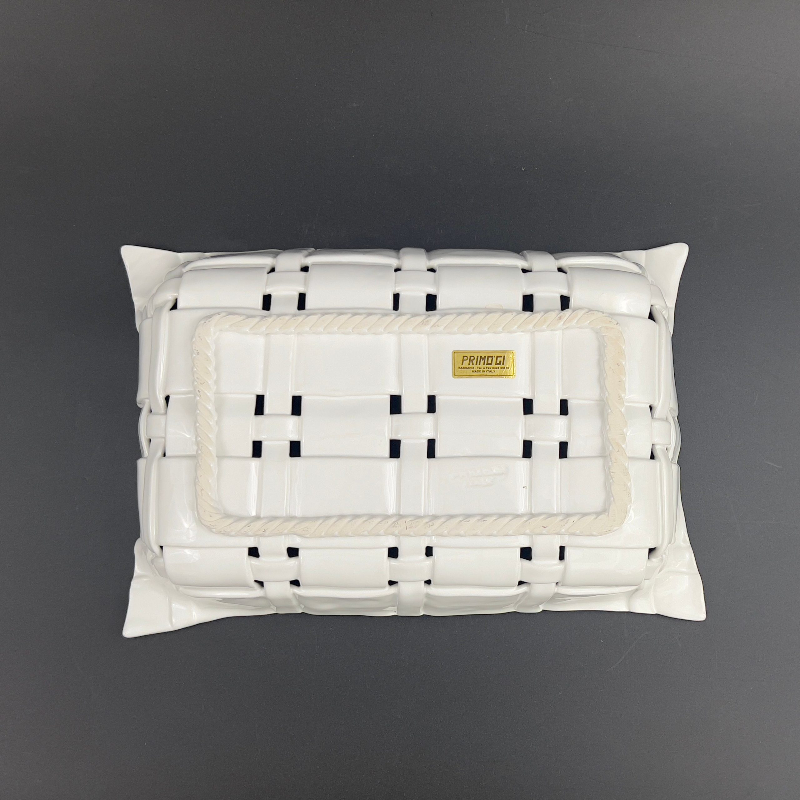 Vintage Bassanese Ceramic Basket: Woven White Italian Centerpiece - Image 7