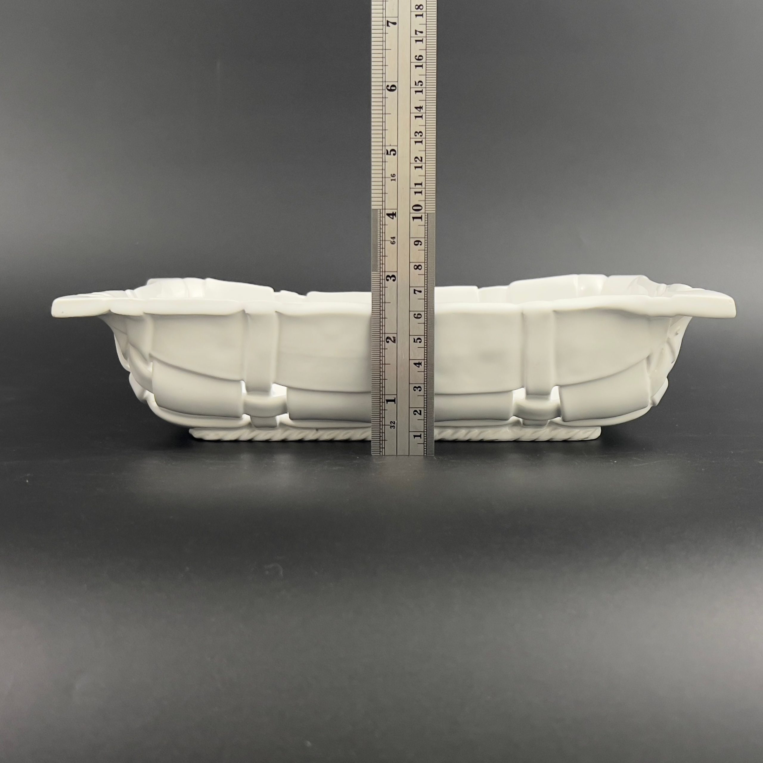 Vintage Bassanese Ceramic Basket: Woven White Italian Centerpiece - Image 10