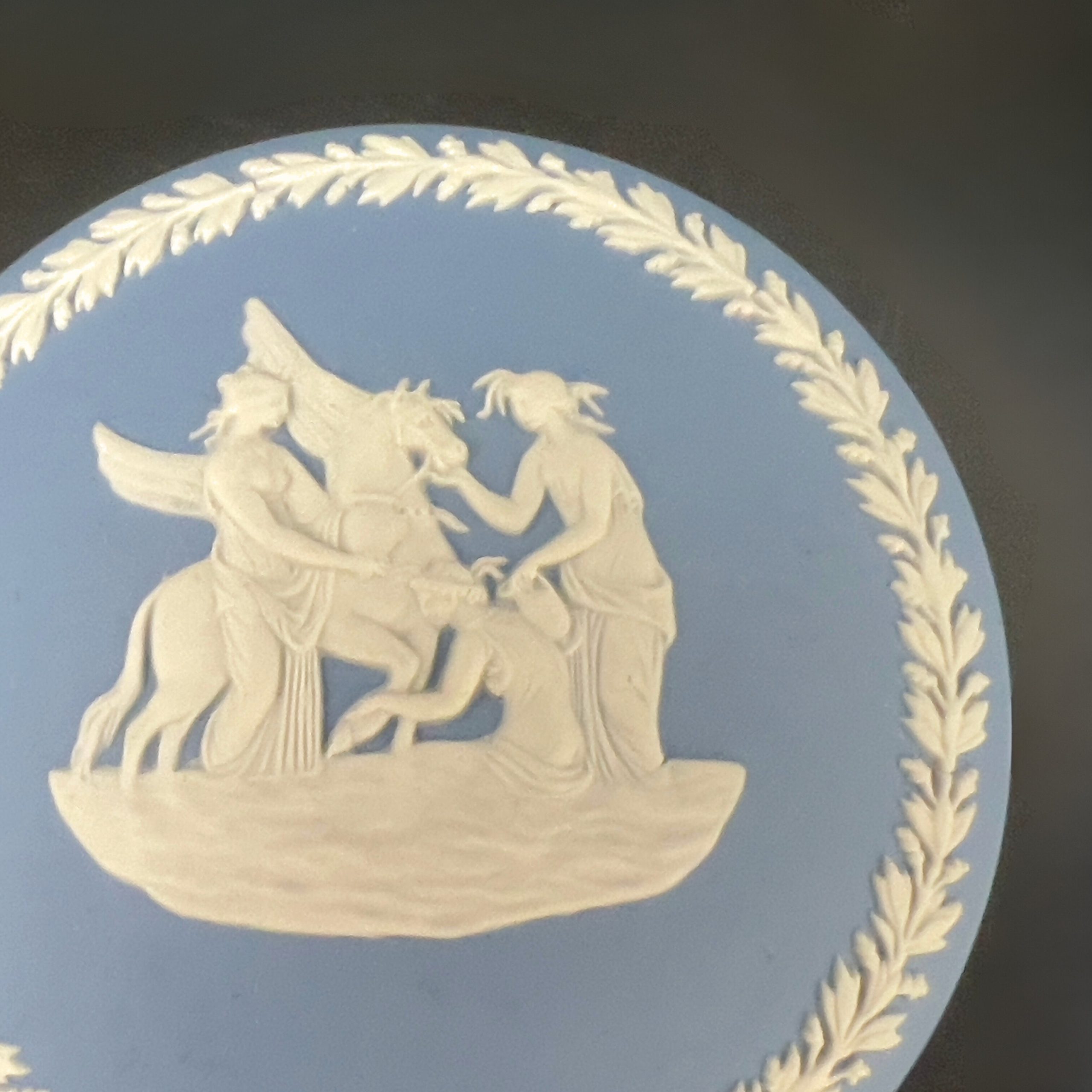 Vintage Wedgwood Blue Jasperware Box: Pegasus Trinket Dish - Image 5