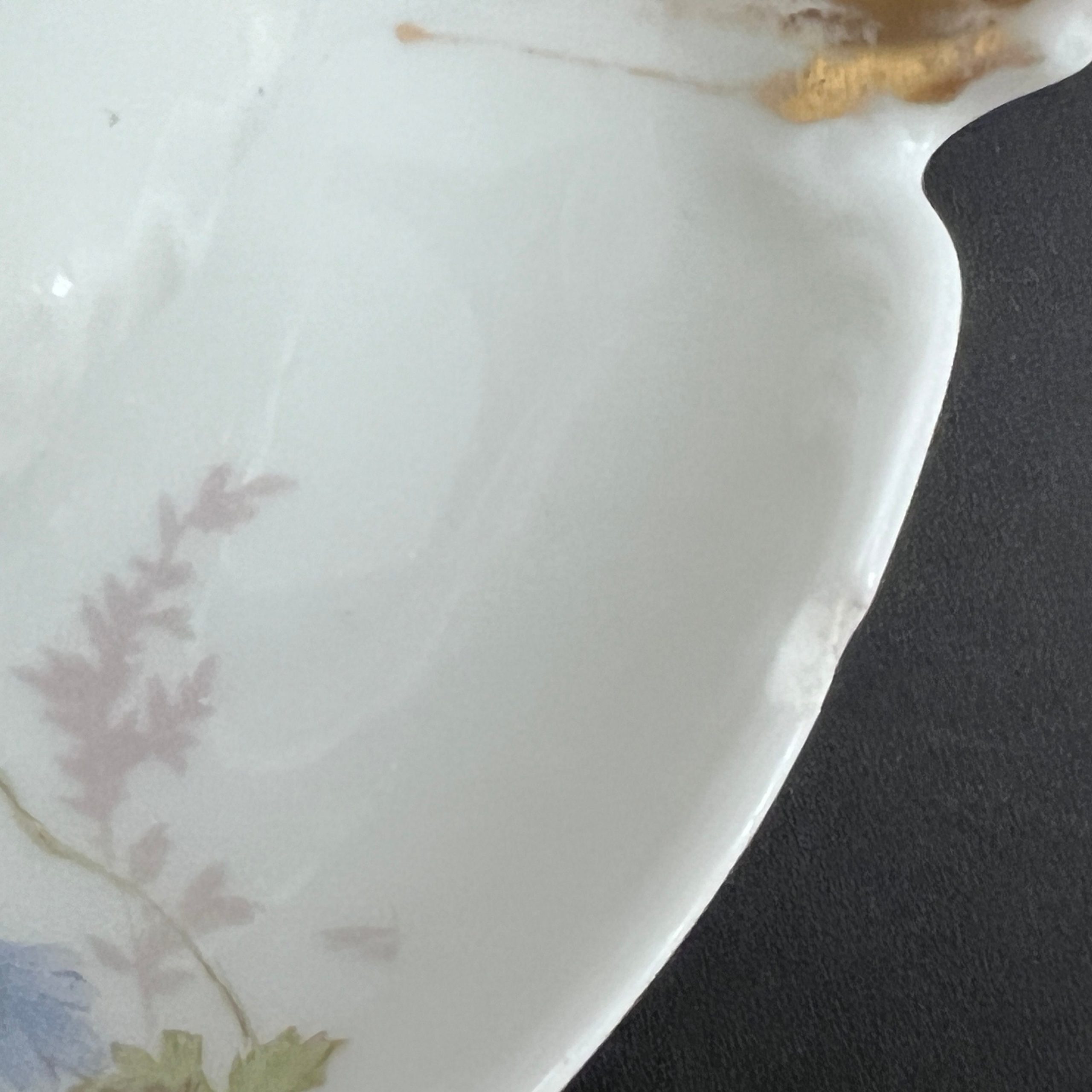 Antique Haviland Limoges Gravy Boat with Lid: Blue Floral, Gilt Accent, 1900s - Image 11