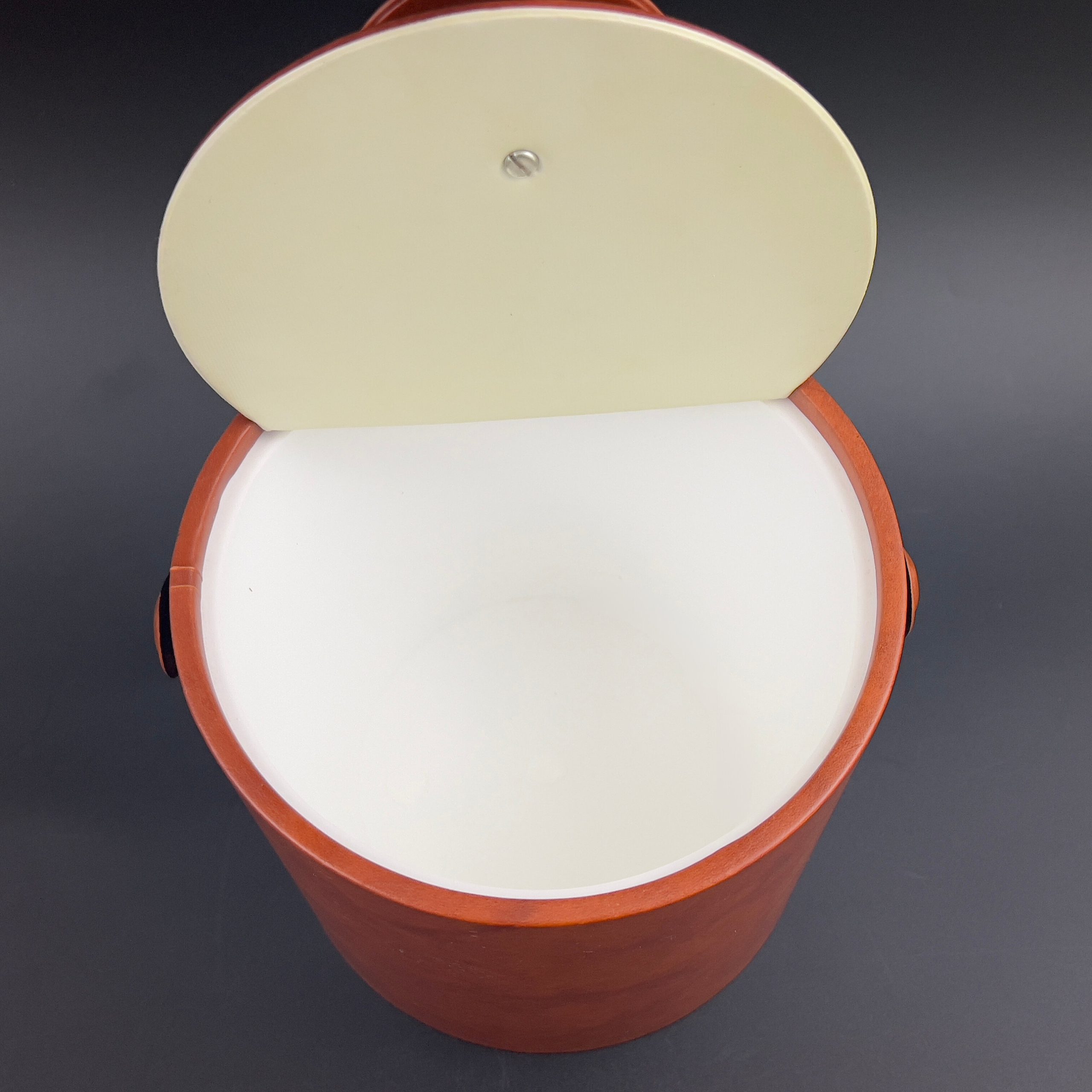 Vintage Brown Leather Ice Bucket: Midcentury Modern Barware - Image 8