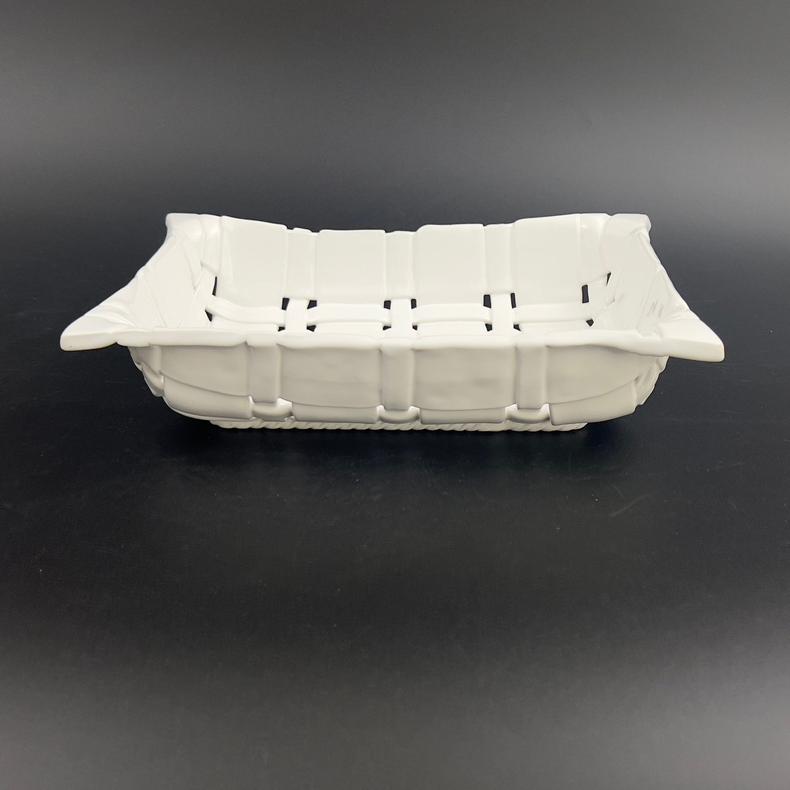 Vintage Bassanese Ceramic Basket: Woven White Italian Centerpiece - Image 6