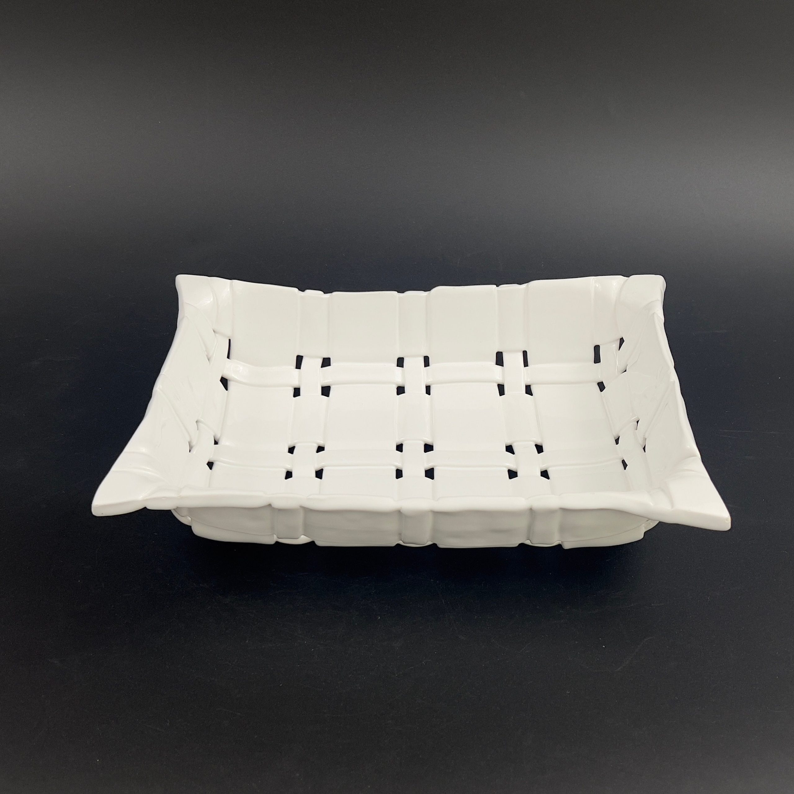 Vintage Bassanese Ceramic Basket: Woven White Italian Centerpiece - Image 3